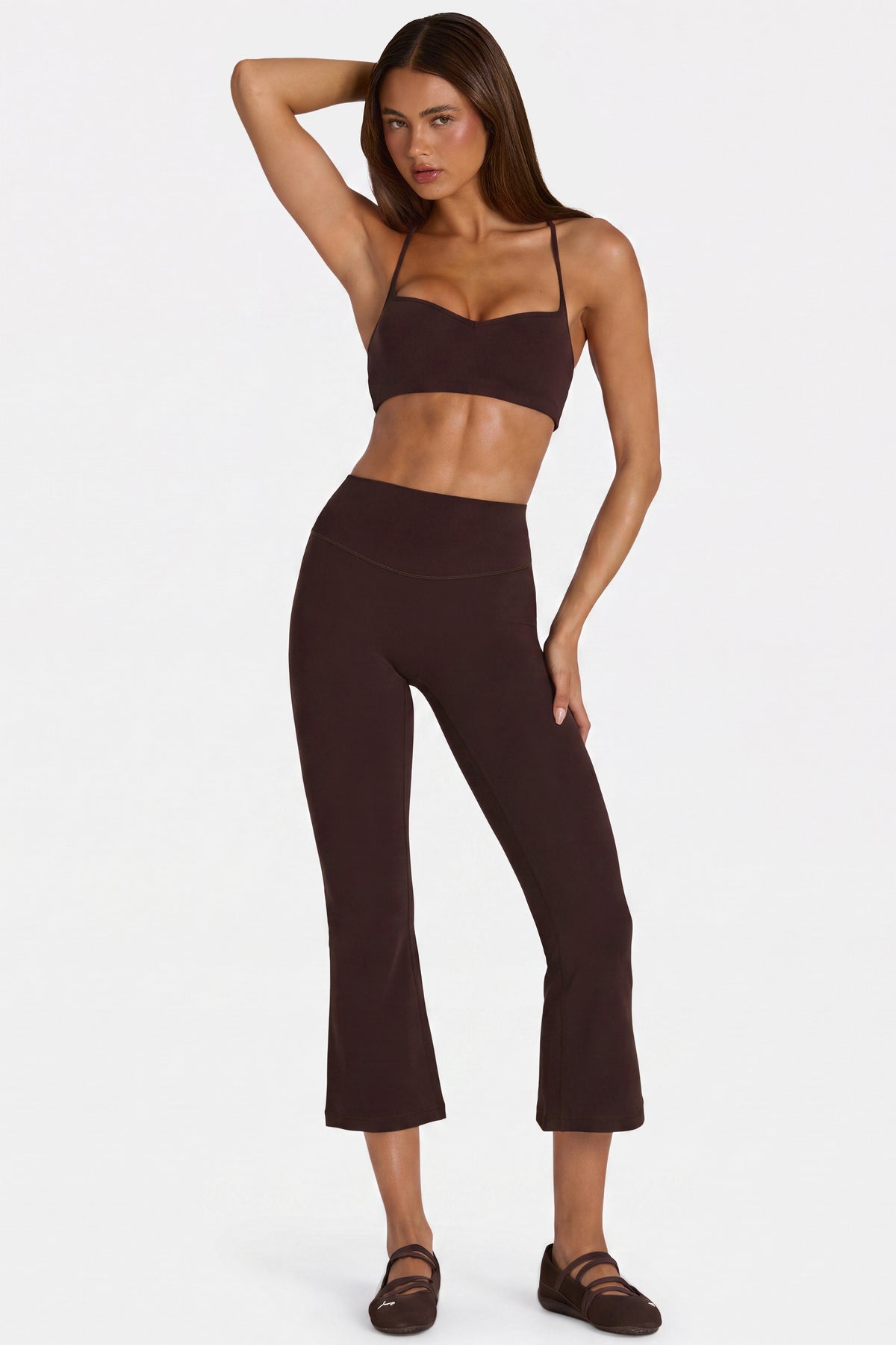 ⁣⁢Soft Active Ausgestellte Capri Leggings in Espresso⁤⁣ - 1