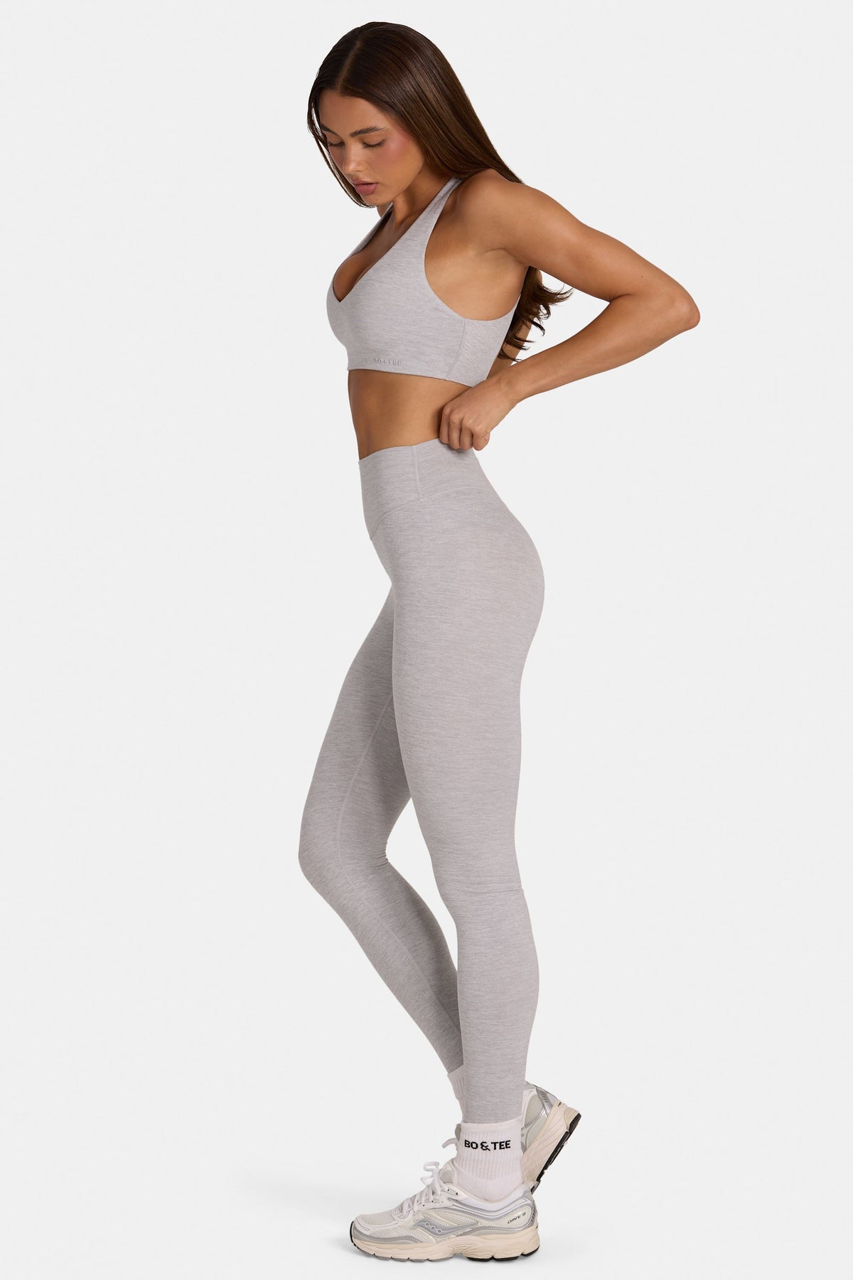 ⁣⁢Soft Active lange Leggings in Grau meliert⁤⁣