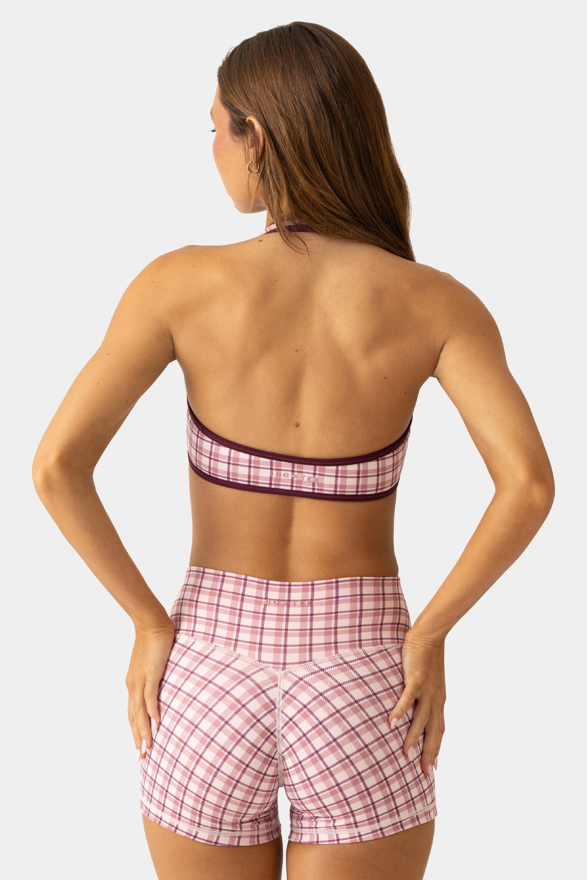 ⁣⁢Soft Active Mini-Shorts in Berry Plaid⁤⁣ - 2