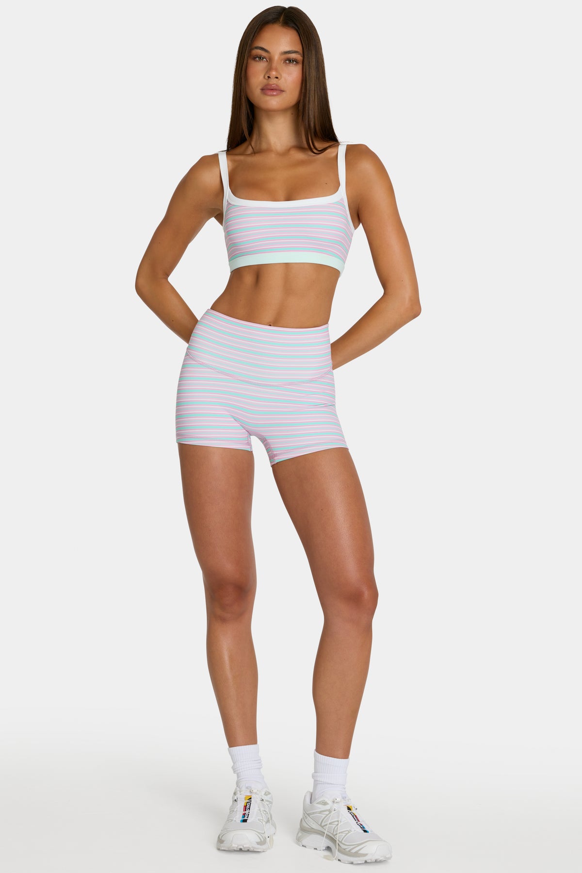 ⁣⁢Soft Active Minishorts in Multi Stripe⁤⁣ - 1