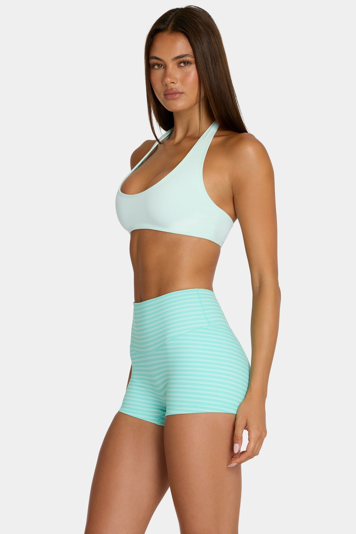 ⁣⁢Soft Active Wende-Sport-BH mit aquablauen Streifen⁤⁣