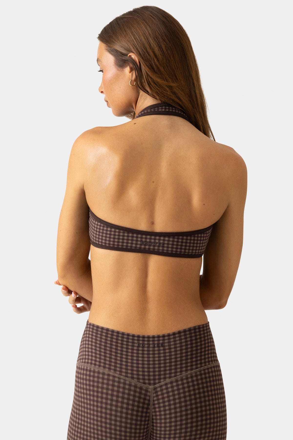 ⁣⁢Soft Active Reversible Sport-BH in Espresso Gingham⁤⁣ - 2