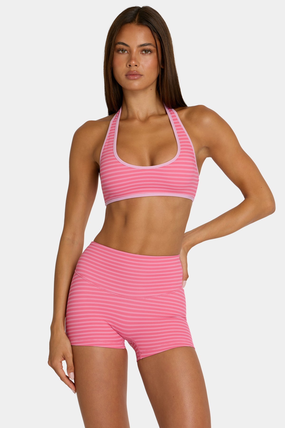 ⁣⁢Soft Active Reversible Sport-BH in Pink Stripe⁤⁣ - 2