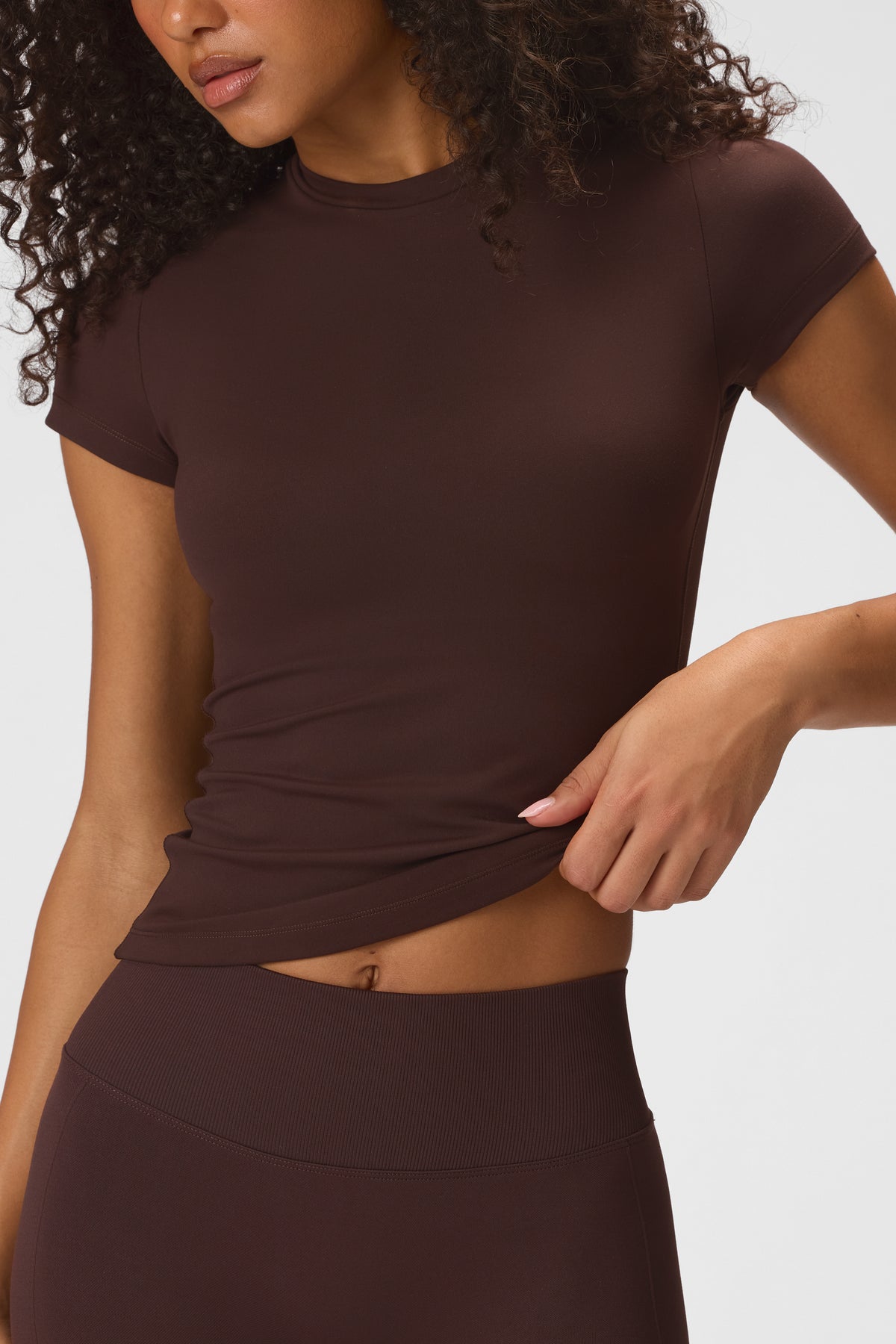 ⁣⁢Soft Active Kurzarm-Top in Espresso⁤⁣ - 1