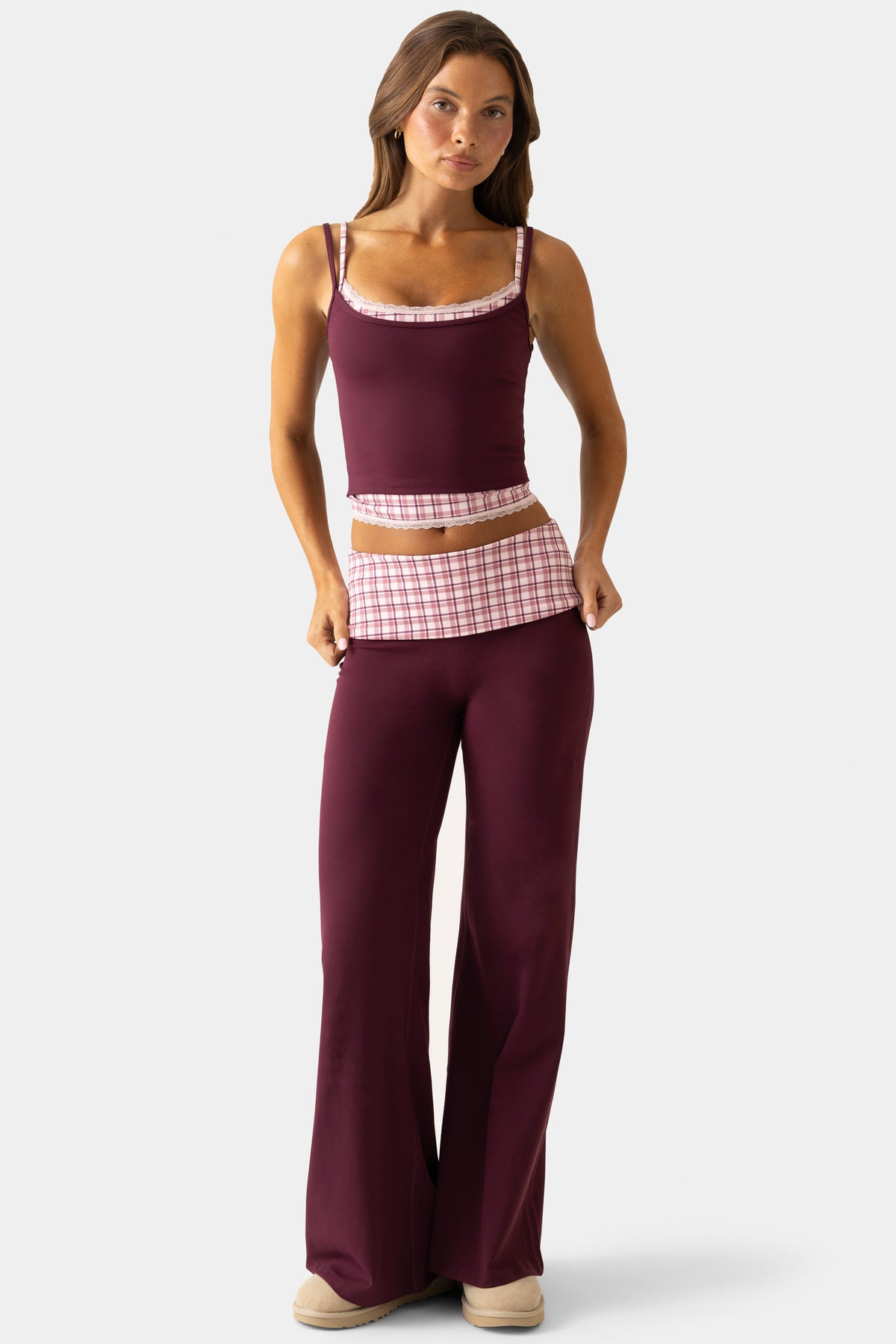 ⁣⁢Soft Active Wide-Leg-Hose in Pflaume⁤⁣