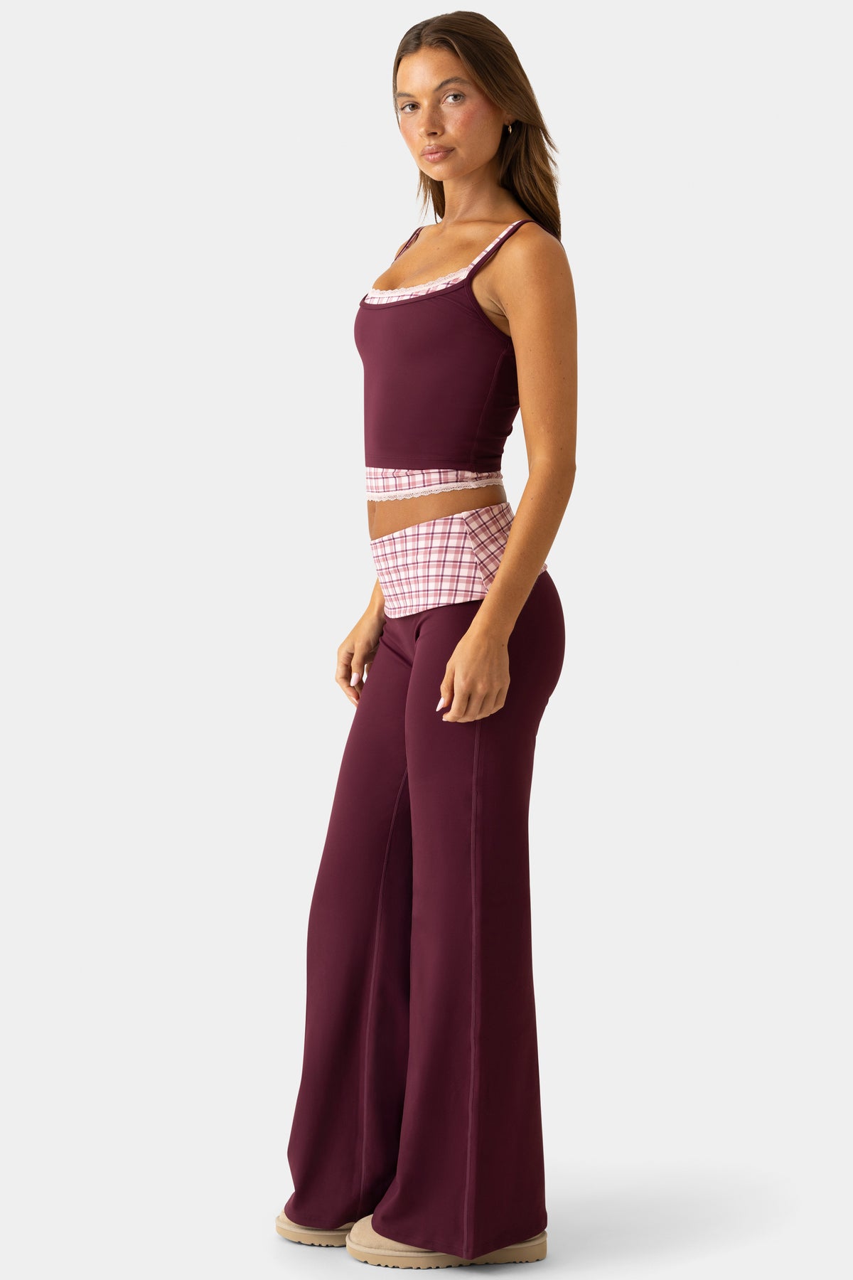 ⁣⁢Soft Active Wide-Leg-Hose in Pflaume⁤⁣
