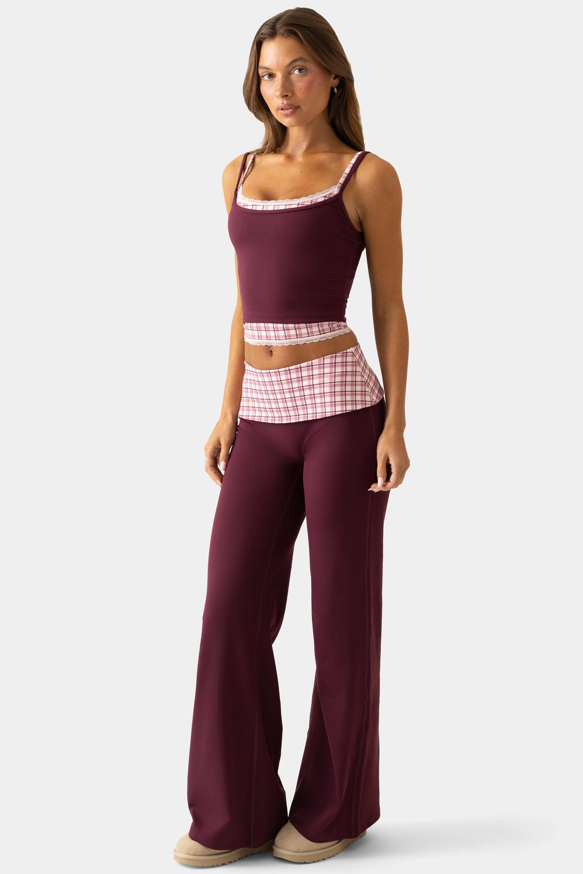⁣⁢Soft Active Wide-Leg-Hose in Pflaume⁤⁣