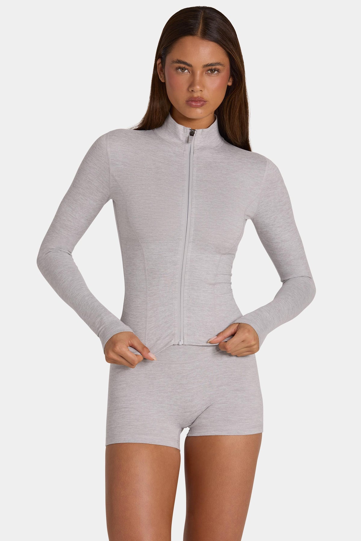 ⁣⁢Soft Active Zip-Up Jacke in Grey Marl⁤⁣ - 1