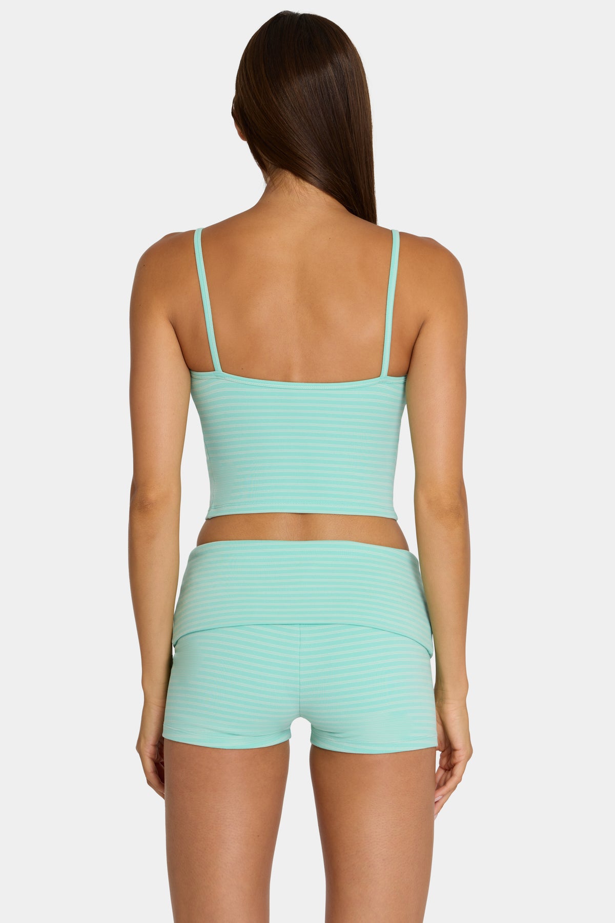 ⁣⁢Angerauter Jersey Minishorts in Aqua-Streifen⁤⁣ - 2