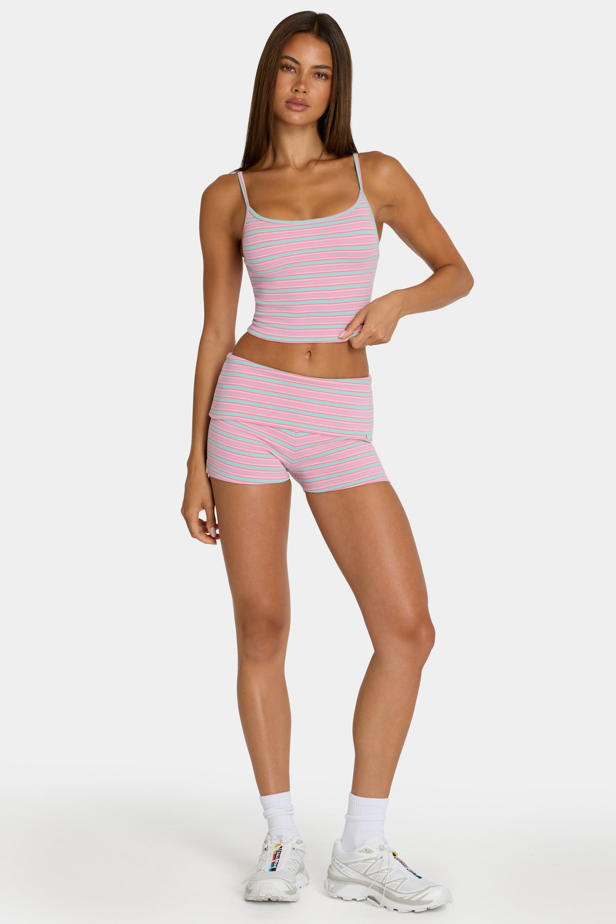 ⁣⁢Minishorts aus angerautem Jersey in Multi Stripe⁤⁣ - 1