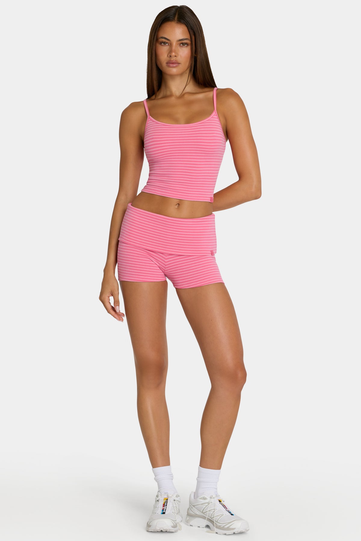 ⁣⁢Minishorts aus angerautem Jersey in Pink Stripe⁤⁣ - 1