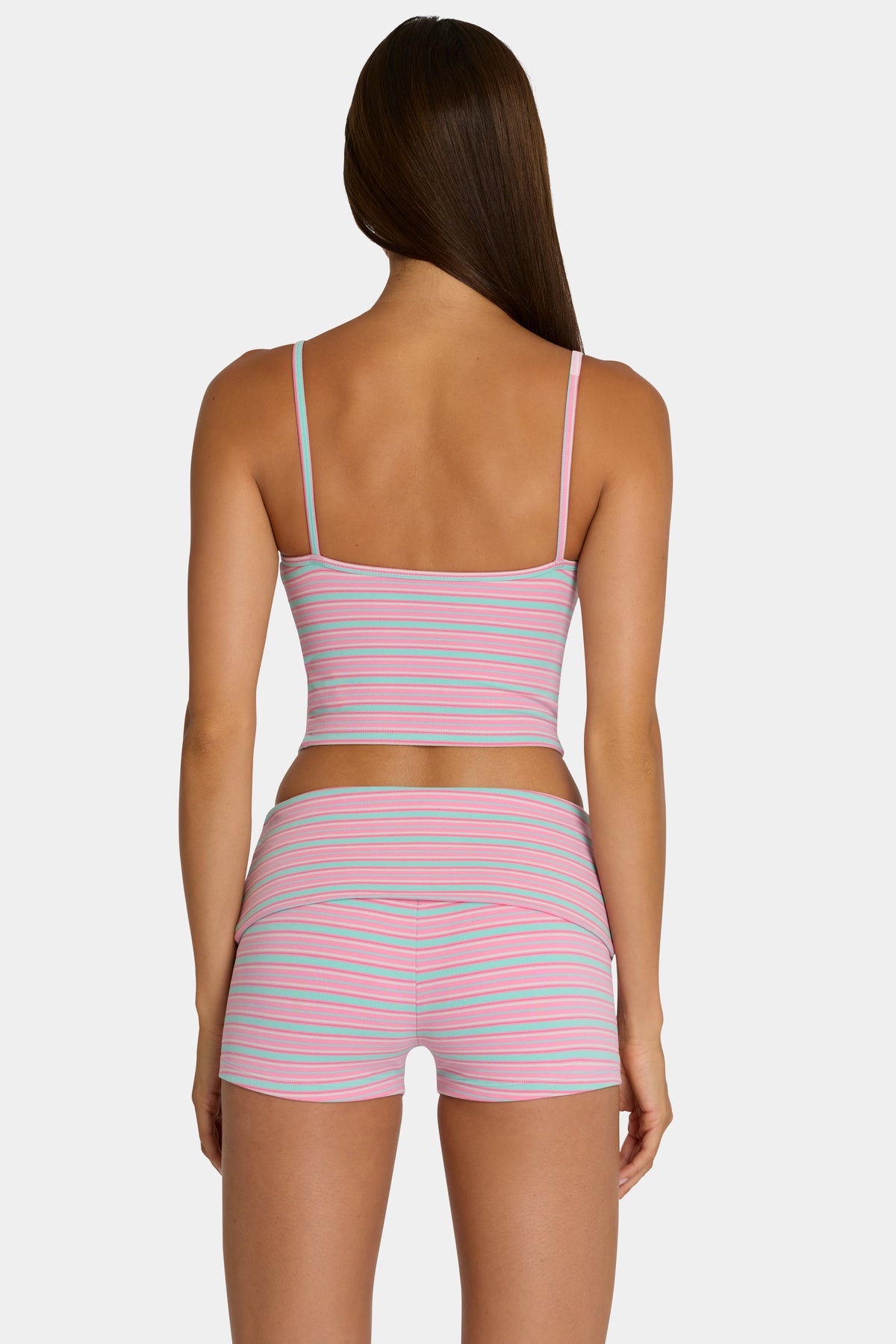 ⁣⁢Tanktop aus angerautem Jersey mit bunten Streifen⁤⁣