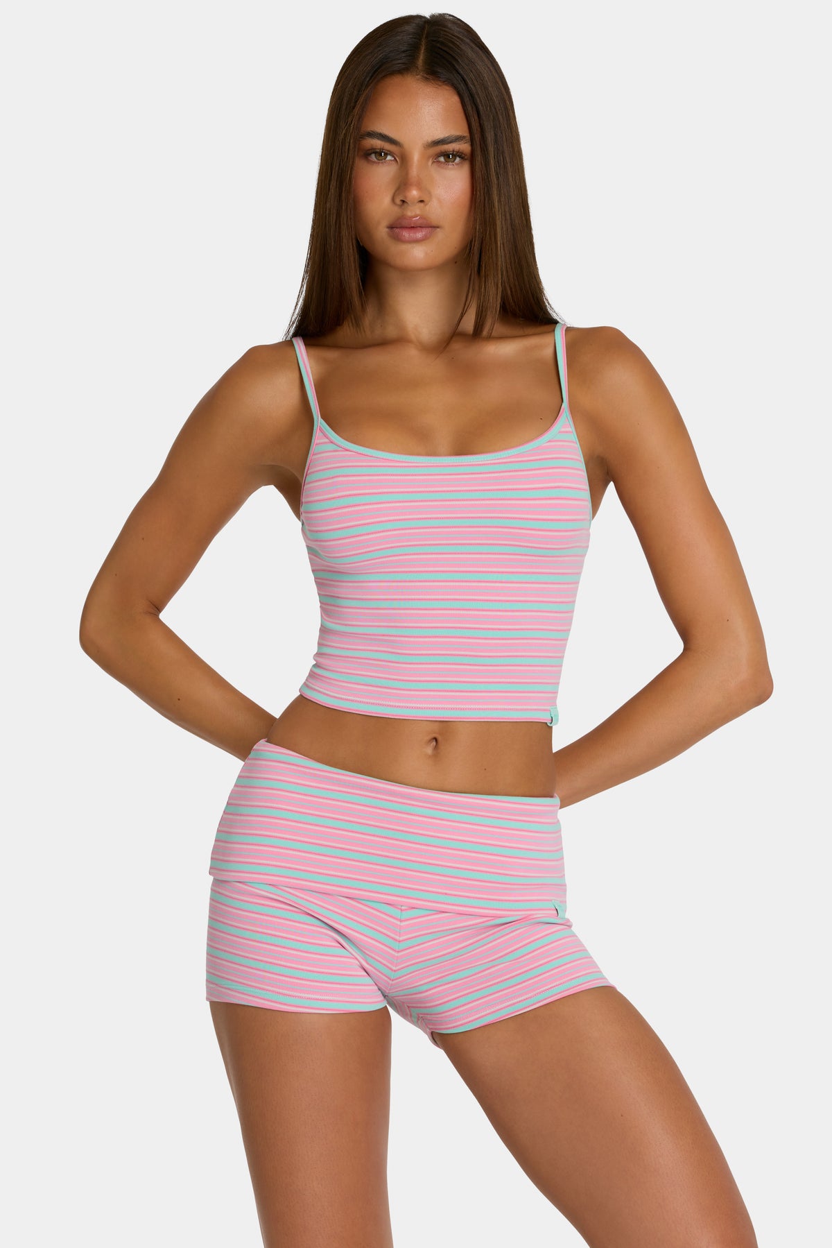 ⁣⁢Tanktop aus angerautem Jersey im Streifen-Mix⁤⁣ - 1