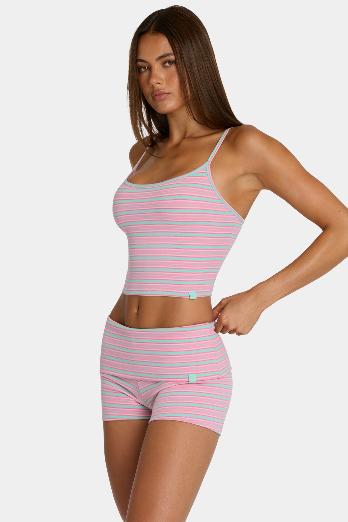 ⁣⁢Tanktop aus angerautem Jersey mit bunten Streifen⁤⁣