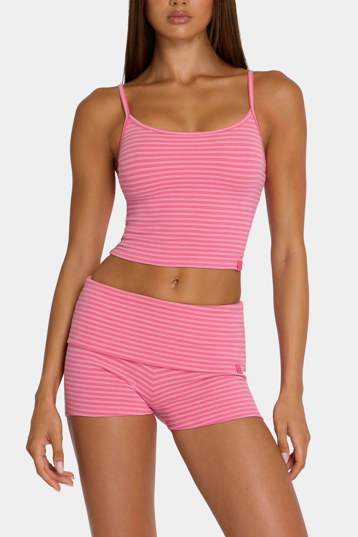 ⁣⁢Tanktop aus angerautem Jersey in Pink gestreift⁤⁣ - 2