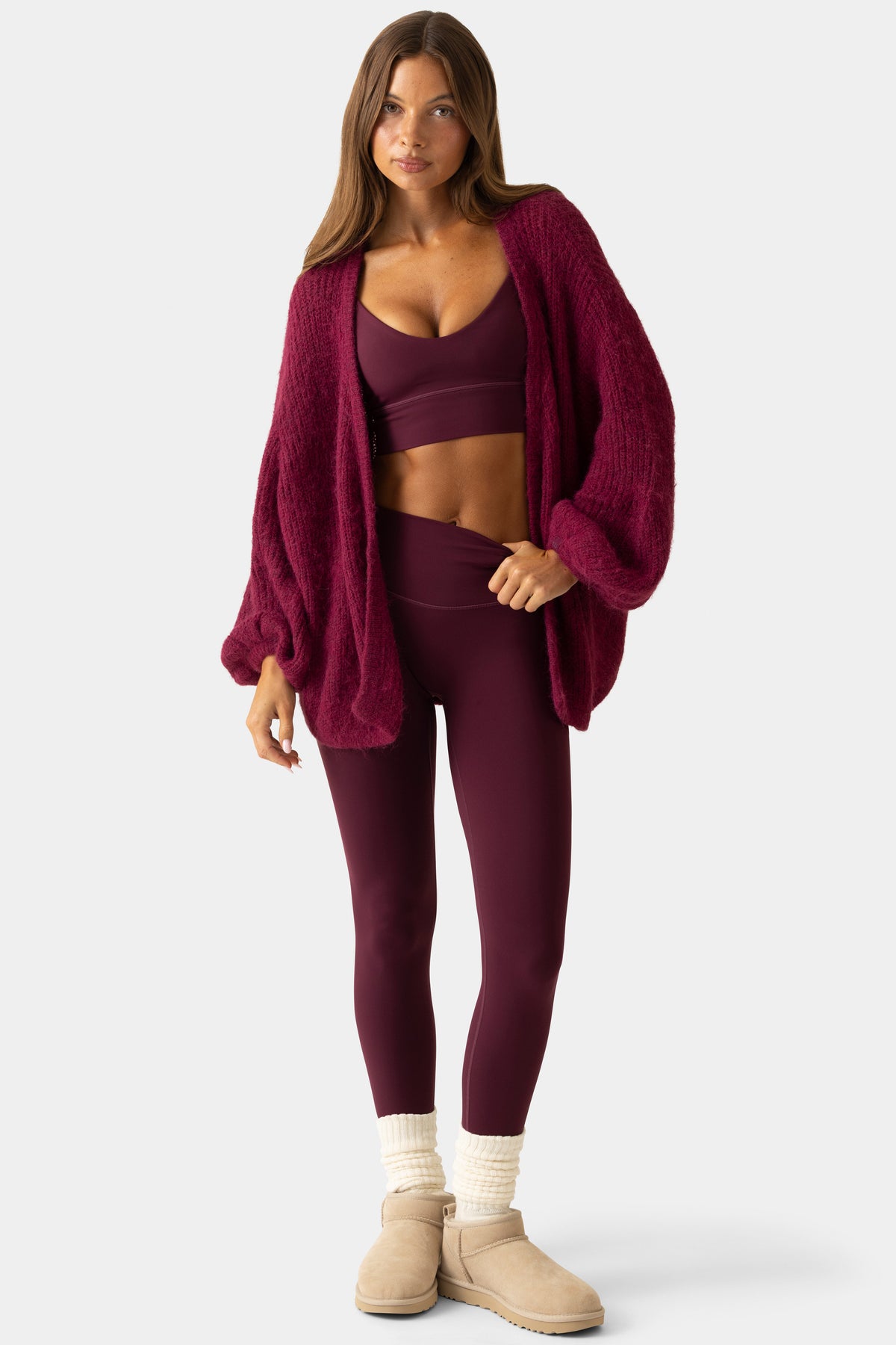 ⁣⁢Cardigan aus weichem Strick in Pflaume⁤⁣