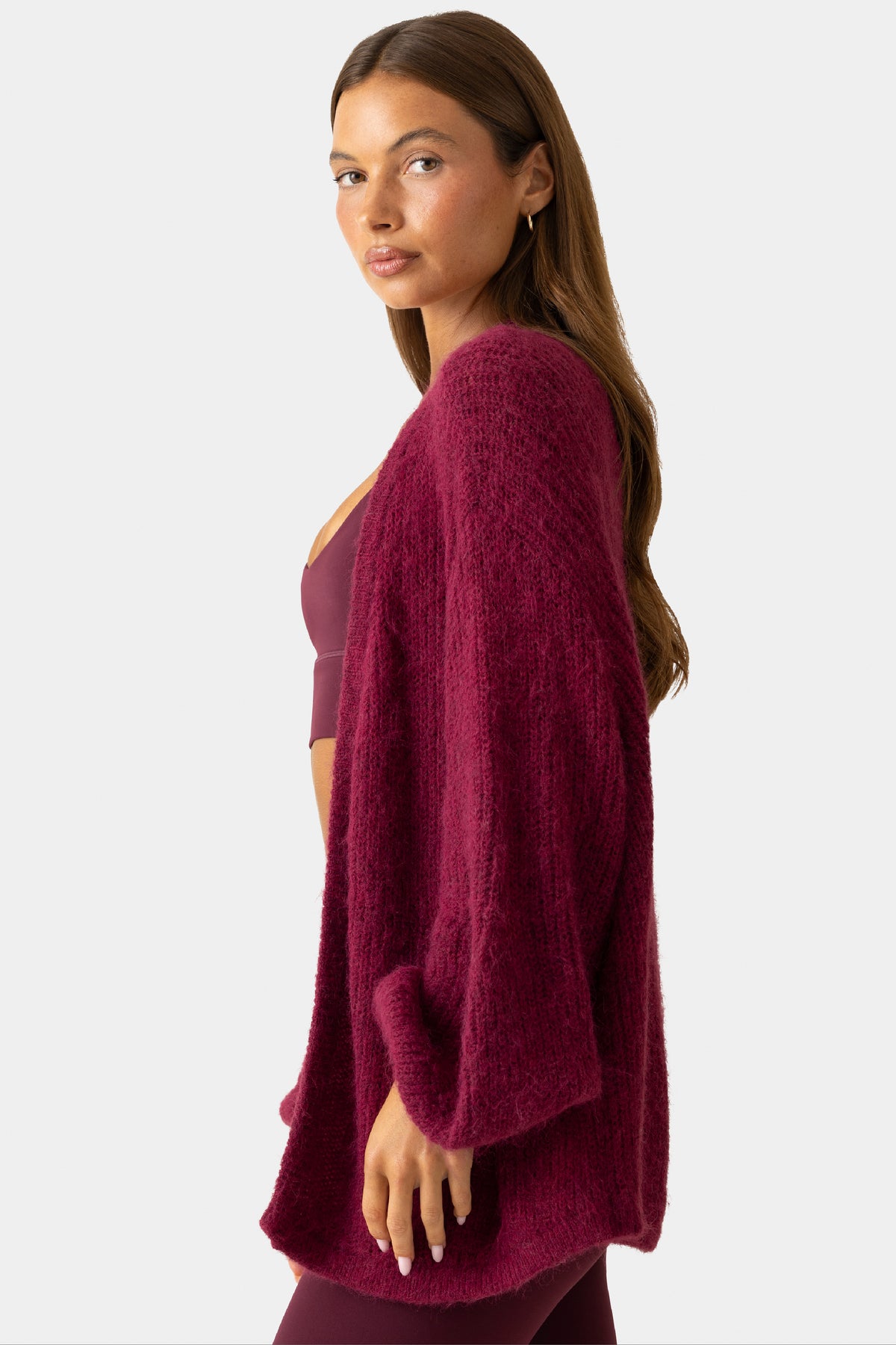 ⁣⁢Cardigan aus weichem Strick in Pflaume⁤⁣