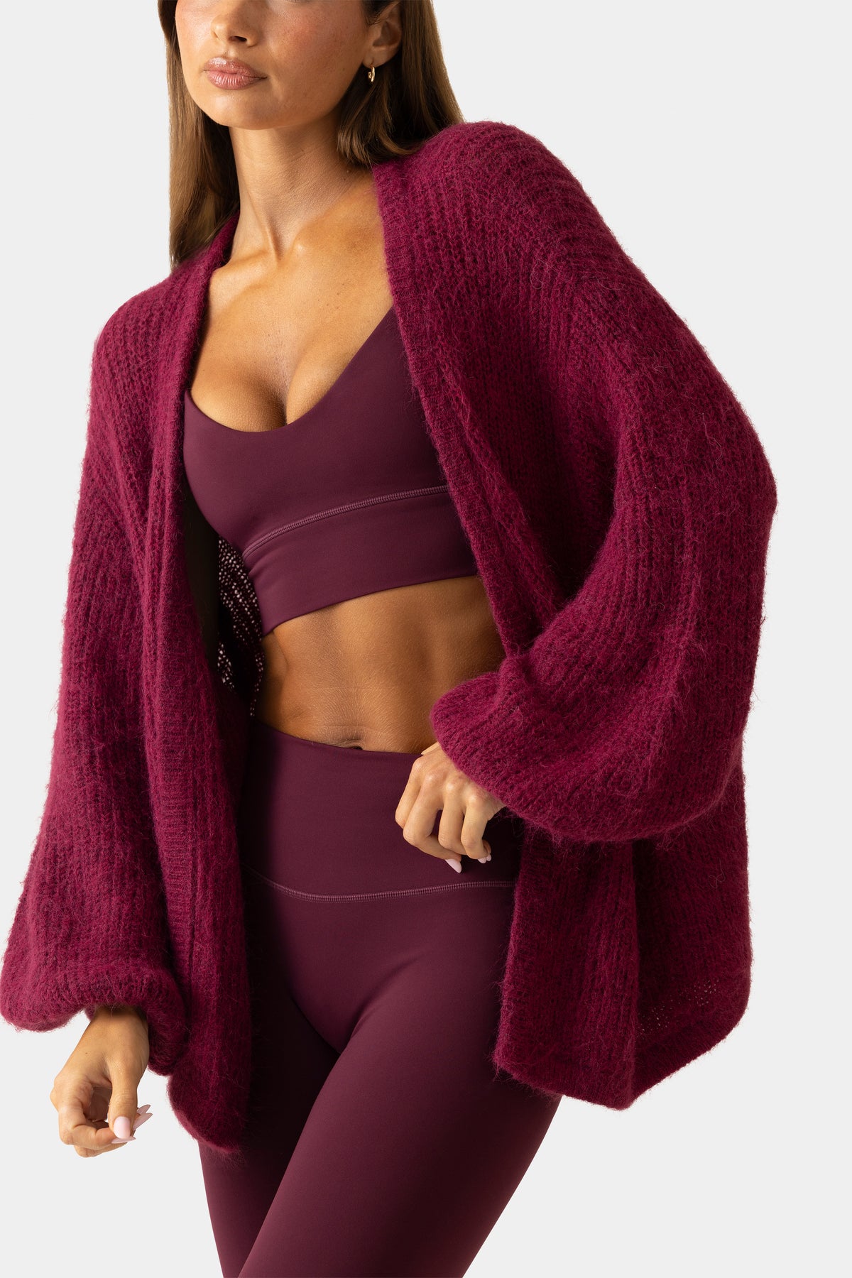 ⁣⁢Cardigan aus weichem Strick in Pflaume⁤⁣