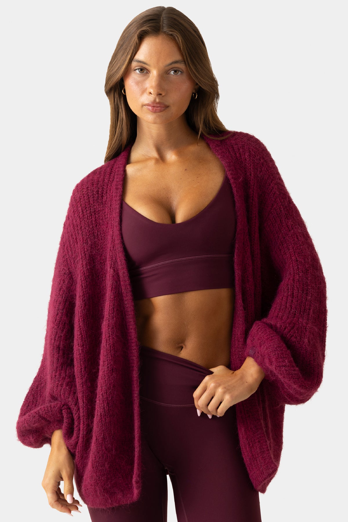 ⁣⁢Weicher Strick-Cardigan in Pflaume⁤⁣ - 1