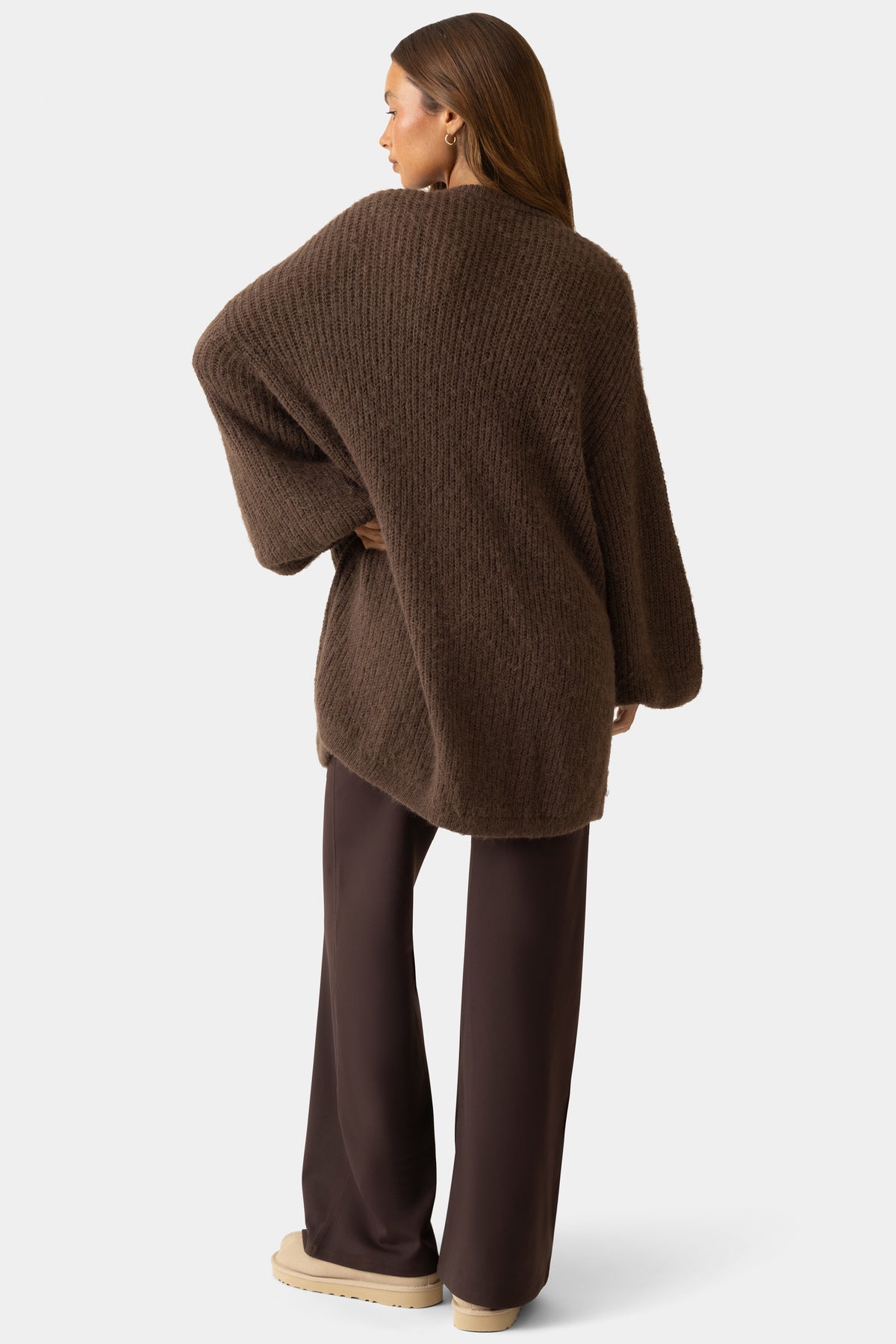 ⁣⁢Weicher Strick Cardigan in Espresso⁤⁣ - 2