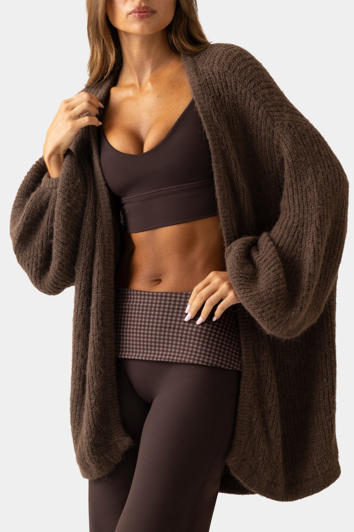 ⁣⁢Weicher Strick Cardigan in Espresso⁤⁣ - 1