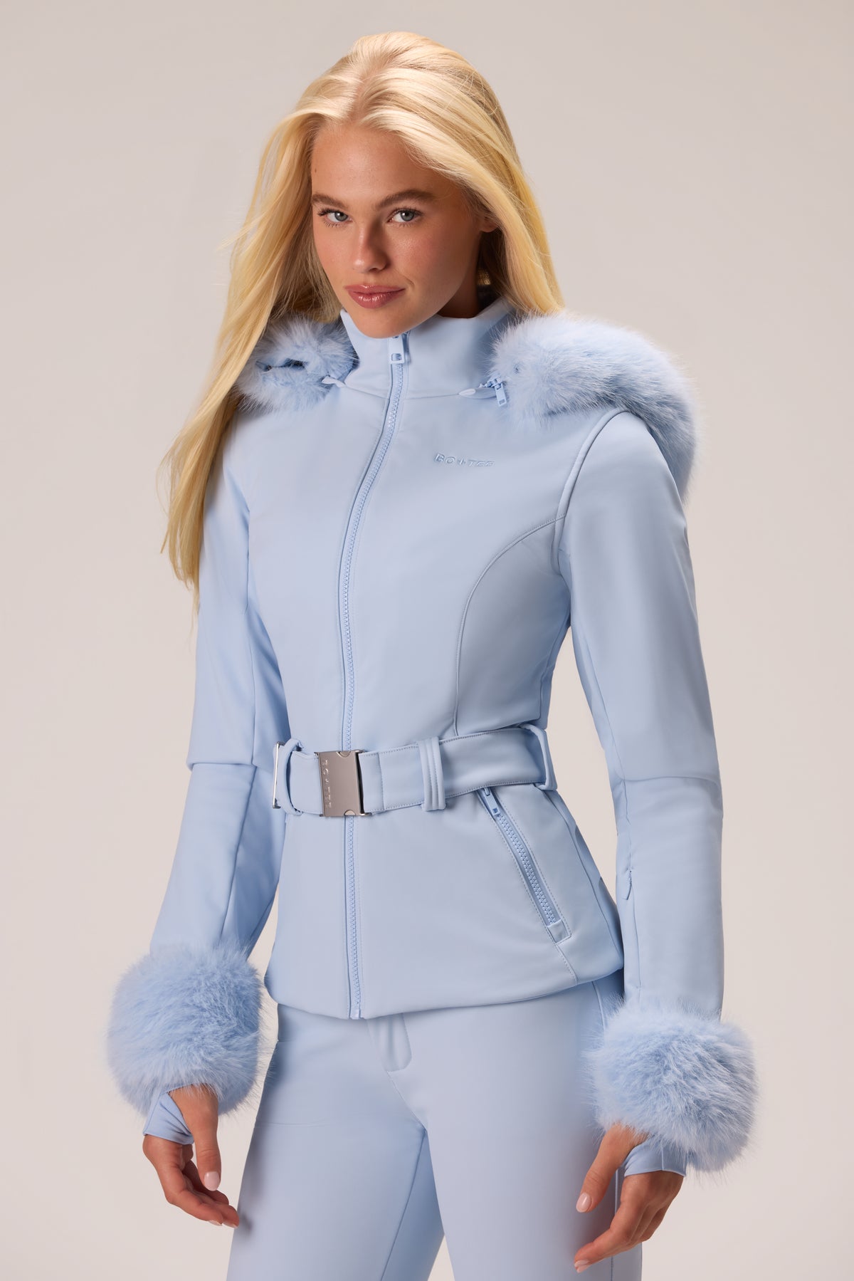 ⁣⁢Wasserabweisende Soft Shell Skijacke in Puderblau⁤⁣ - 1