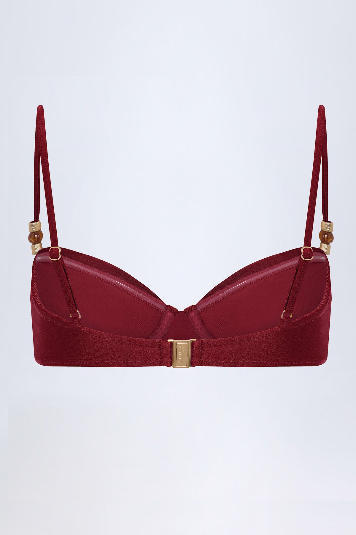 ⁣⁢Bügel-Bikini-Oberteil mit Perlenbesatz und Raffung in Dark Cherry⁤⁣