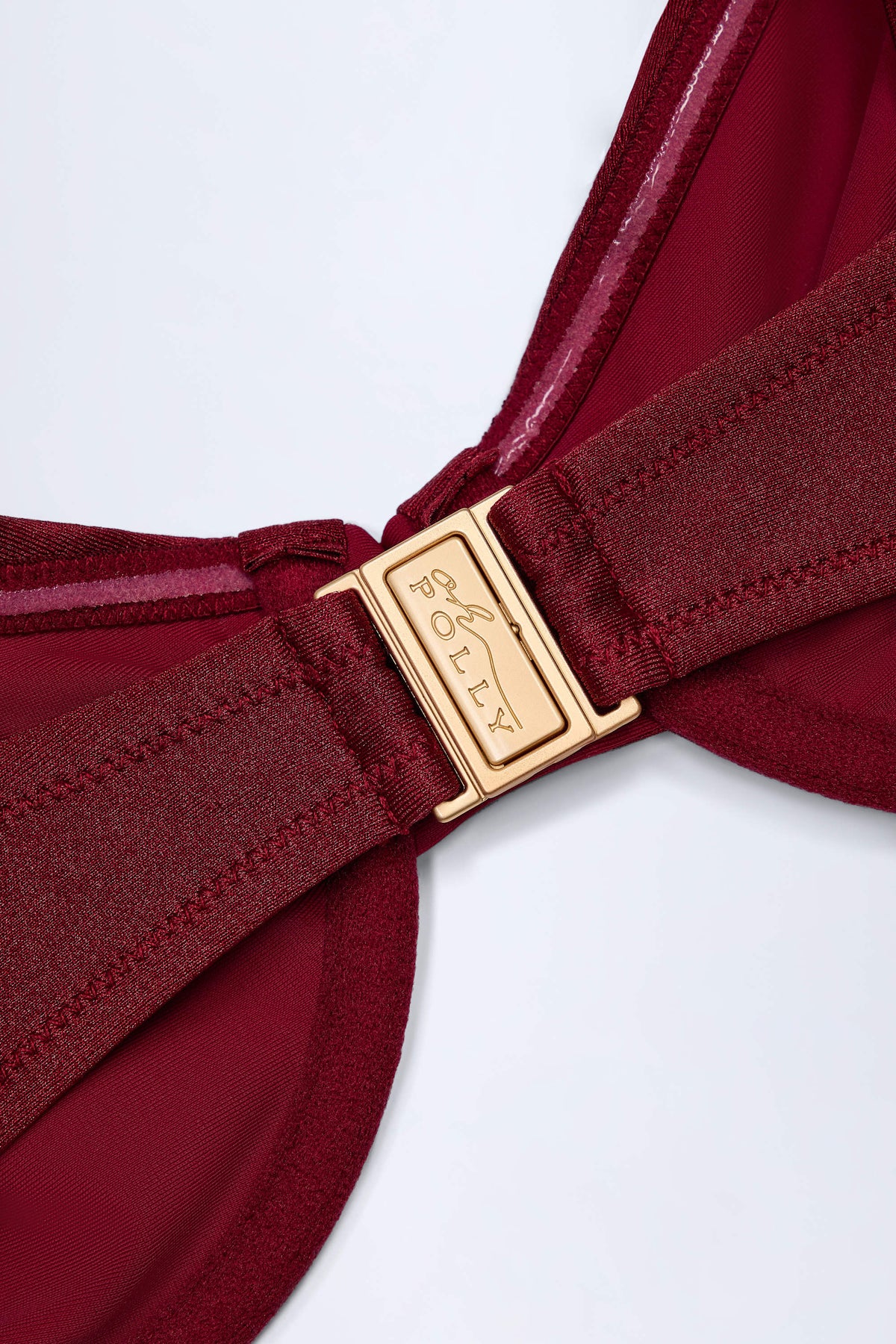 ⁣⁢Bügel-Bikini-Oberteil mit Perlenbesatz und Raffung in Dark Cherry⁤⁣