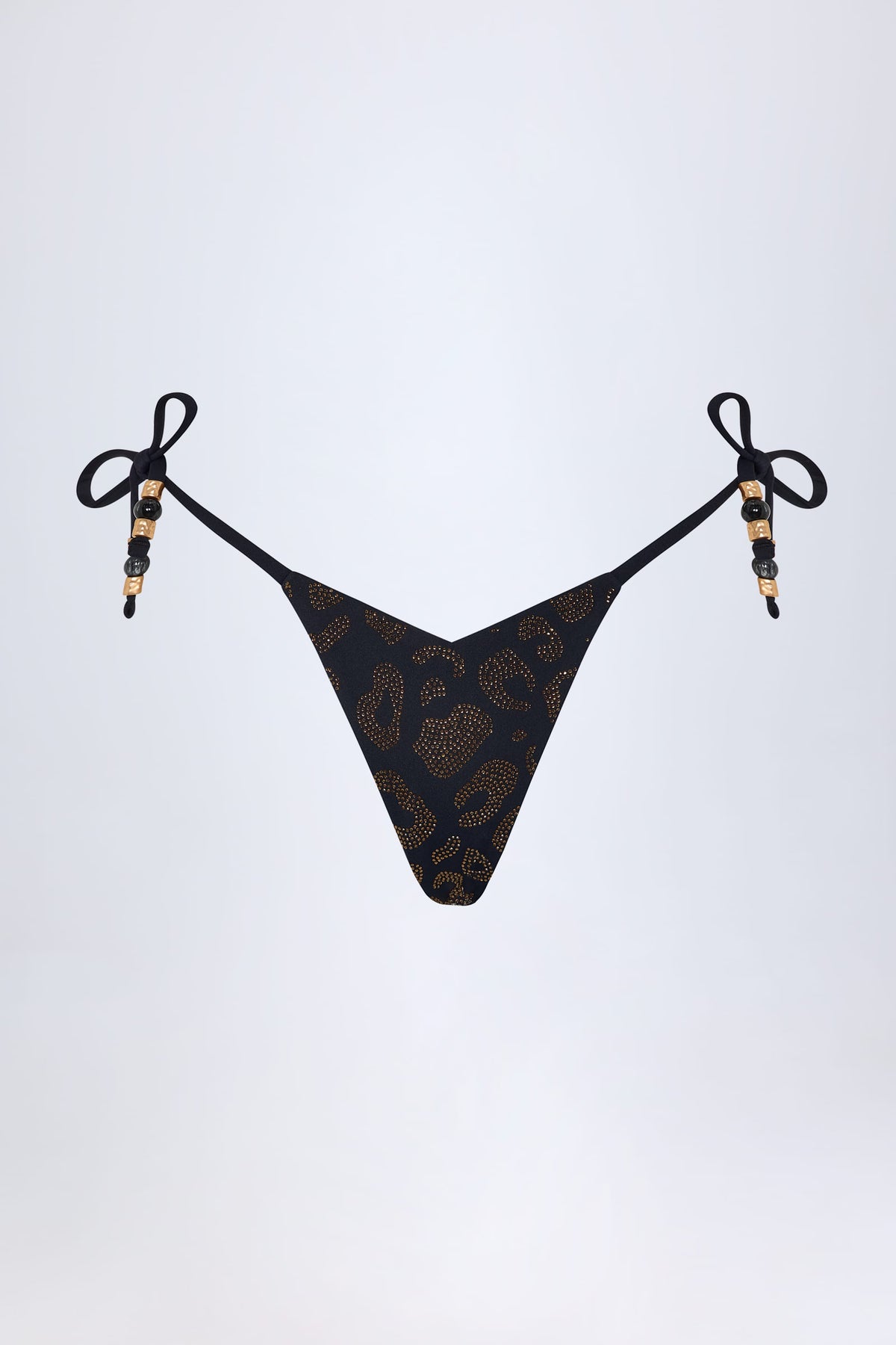 ⁣⁢Tanga-Bikinihose mit Charm-Detail in Schwarz⁤⁣