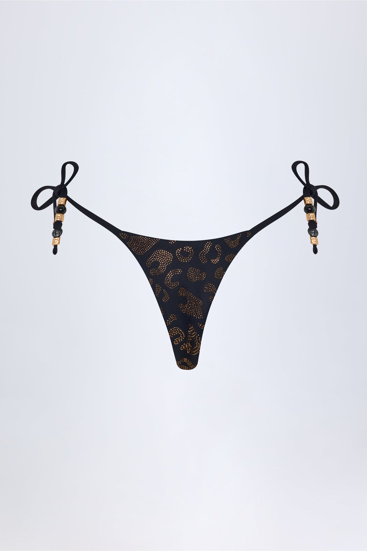 ⁣⁢Tanga-Bikinihose mit Charm-Detail in Schwarz⁤⁣