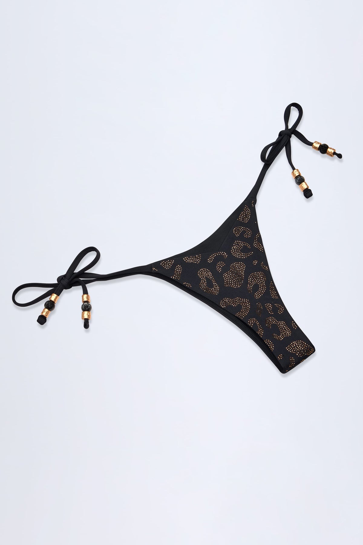 ⁣⁢Tanga-Bikinihose mit Charm-Detail in Schwarz⁤⁣