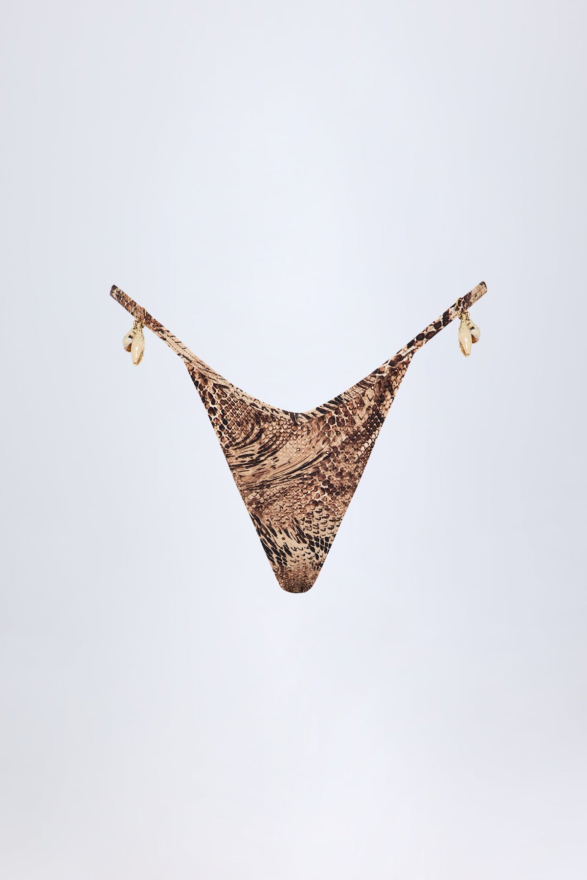 ⁣⁢Tanga-Bikinihose mit Charm-Detail im Schlangenprint⁤⁣