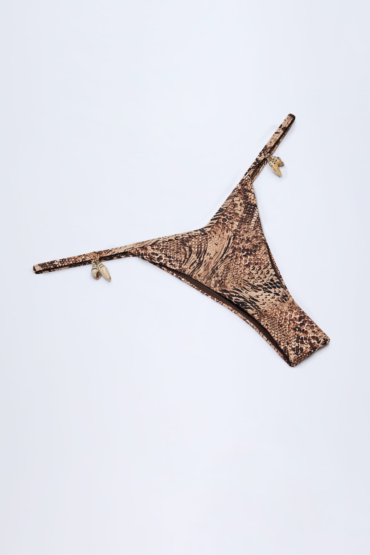 ⁣⁢Tanga-Bikinihose mit Charm-Detail im Schlangenprint⁤⁣