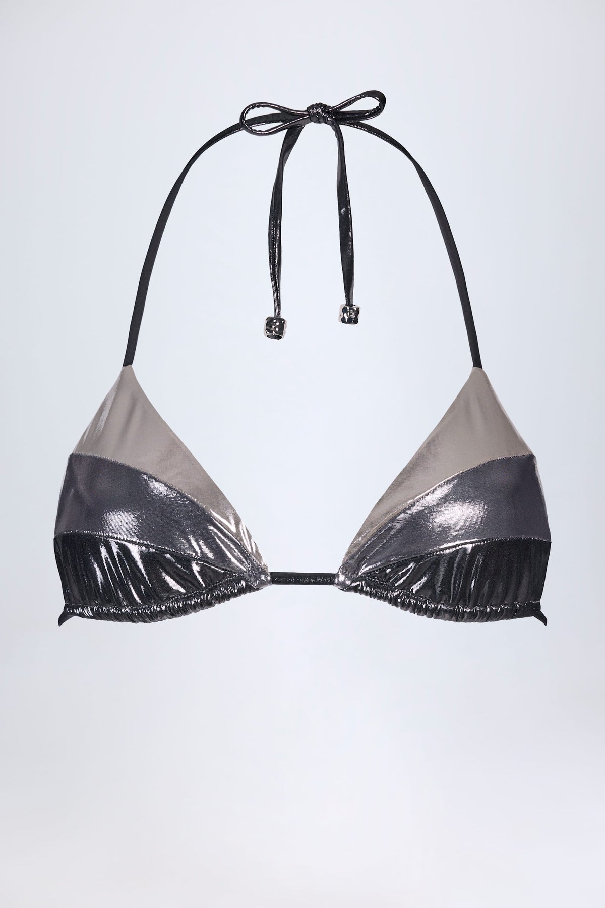 ⁣⁢Panel-Bikini-BH in Silver Chrome⁤⁣
