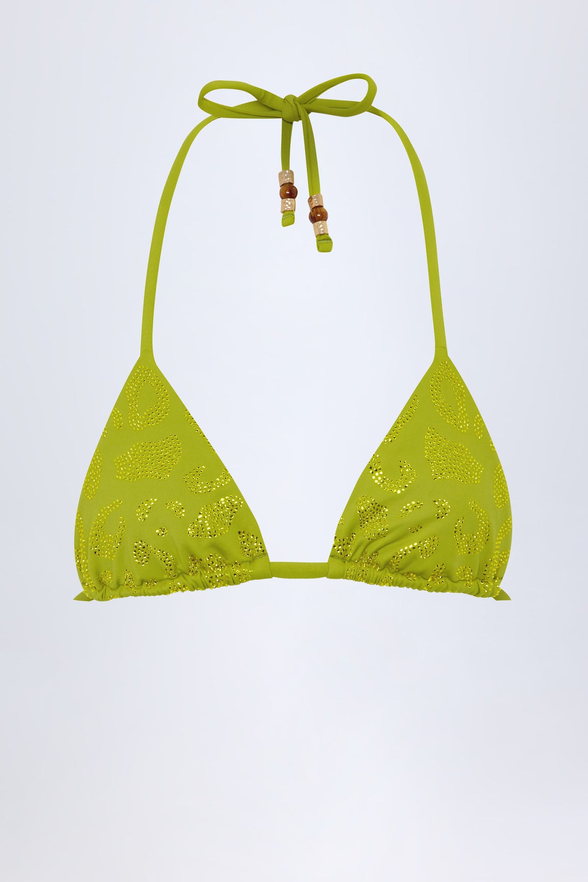 ⁣⁢Triangel-Bikini-Oberteil mit Charm-Detail in Olivgrün⁤⁣