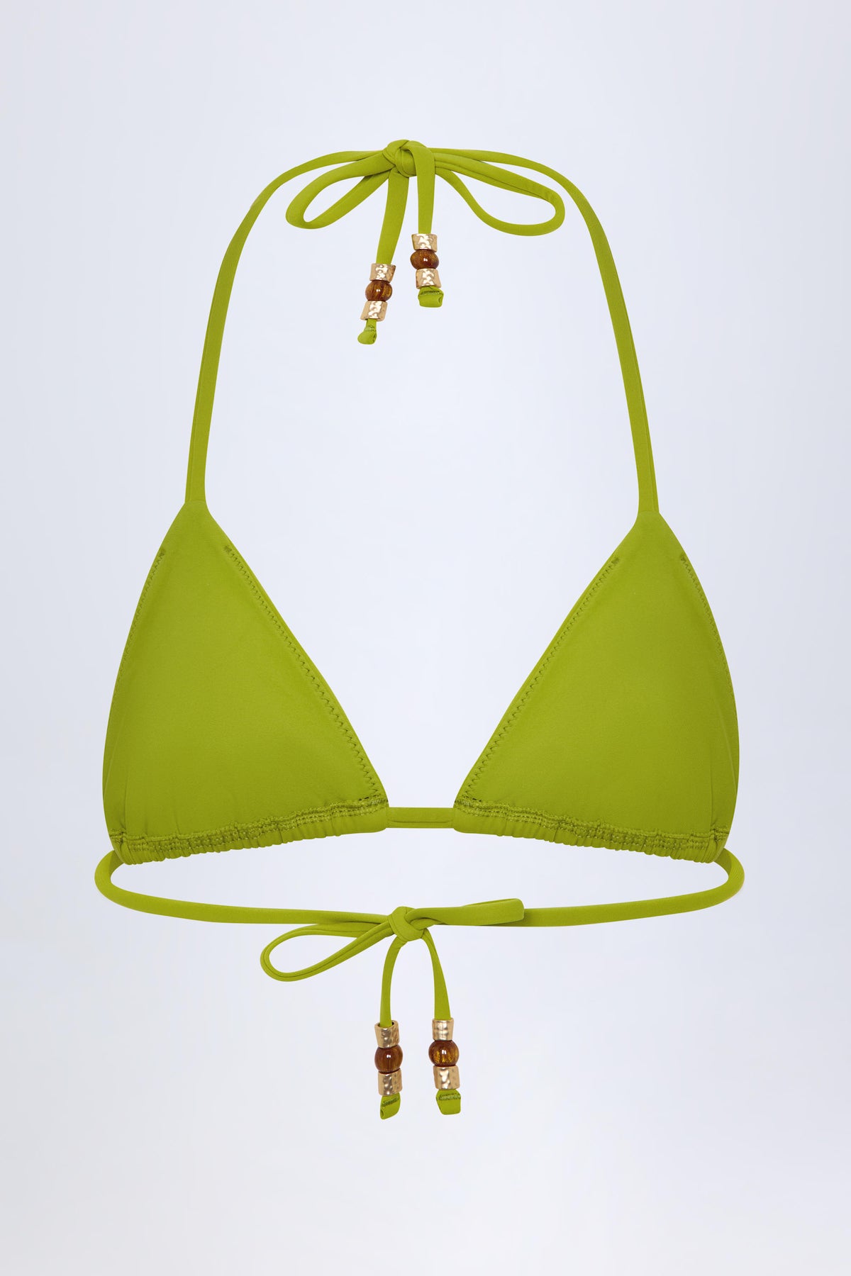 ⁣⁢Triangel-Bikini-Oberteil mit Charm-Detail in Olivgrün⁤⁣