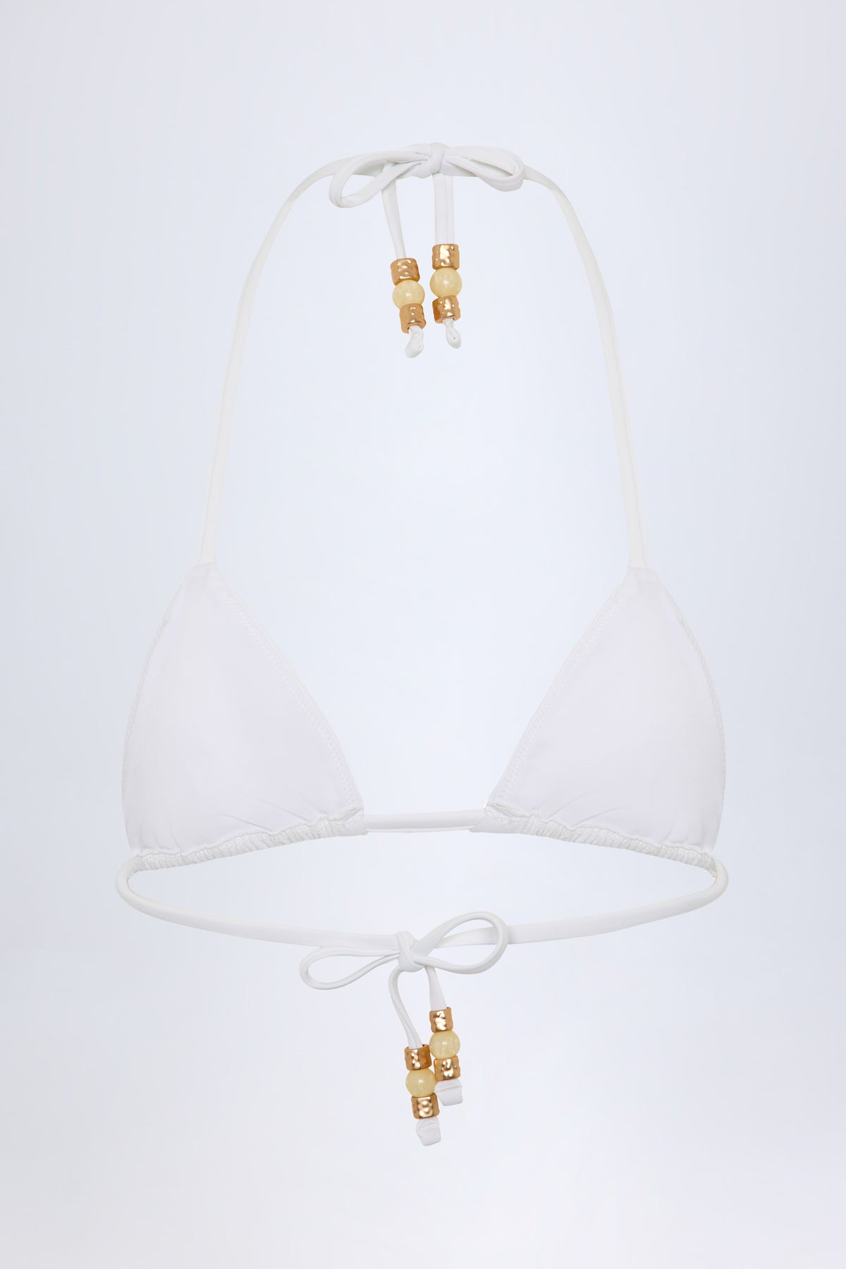 ⁣⁢Triangel-Bikinioberteil mit Charm-Detail in Weiß⁤⁣