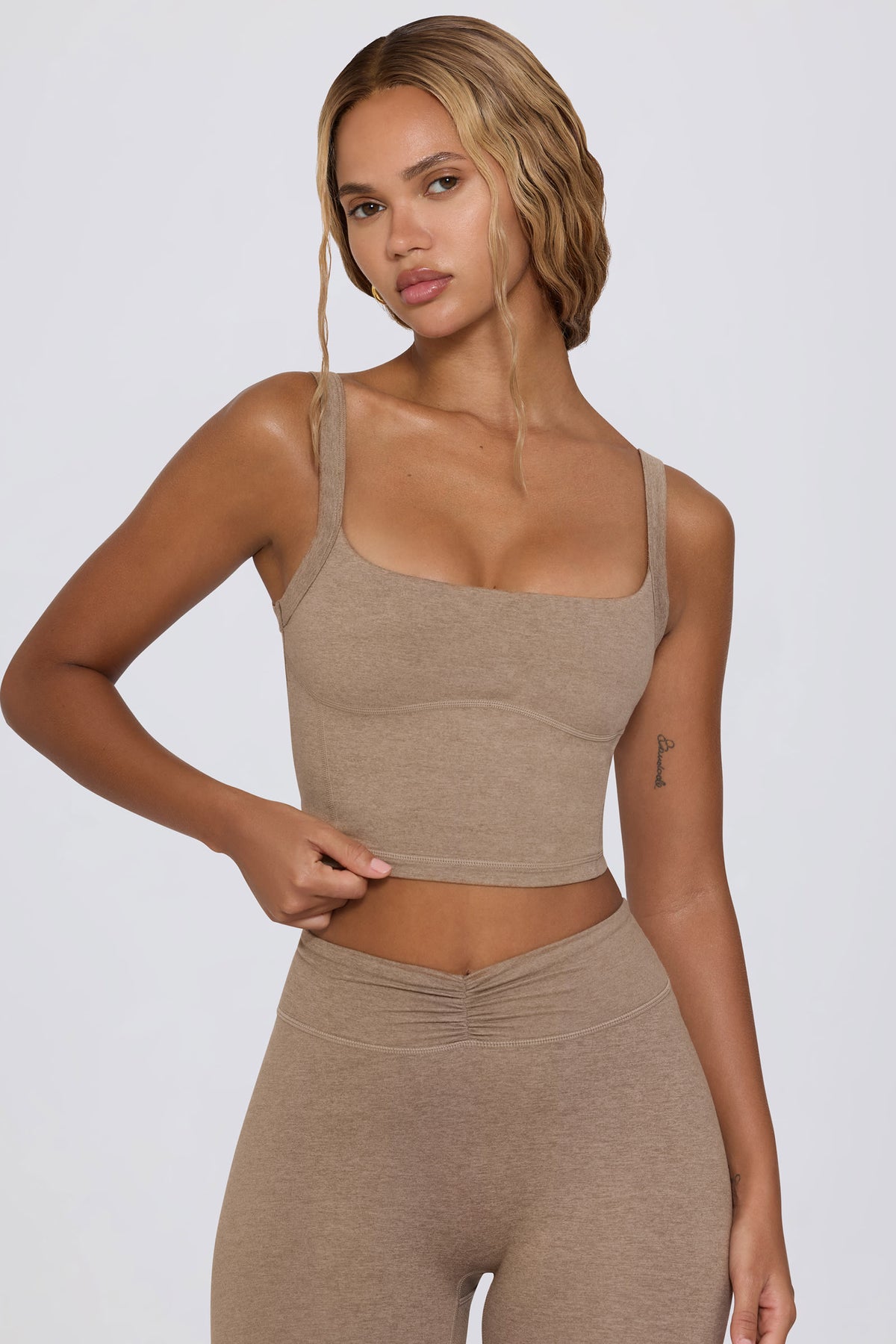 ⁣⁢Cropped Tanktop in Mocha Marl⁤⁣ - 1