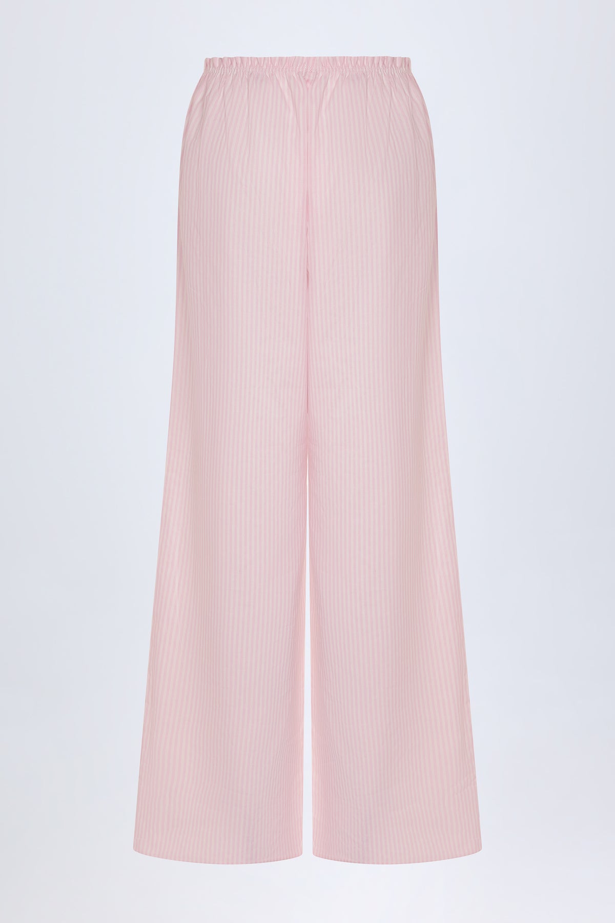⁣⁢Wide-Leg-Hose aus Baumwollpopeline mit rosa-weißen Streifen⁤⁣