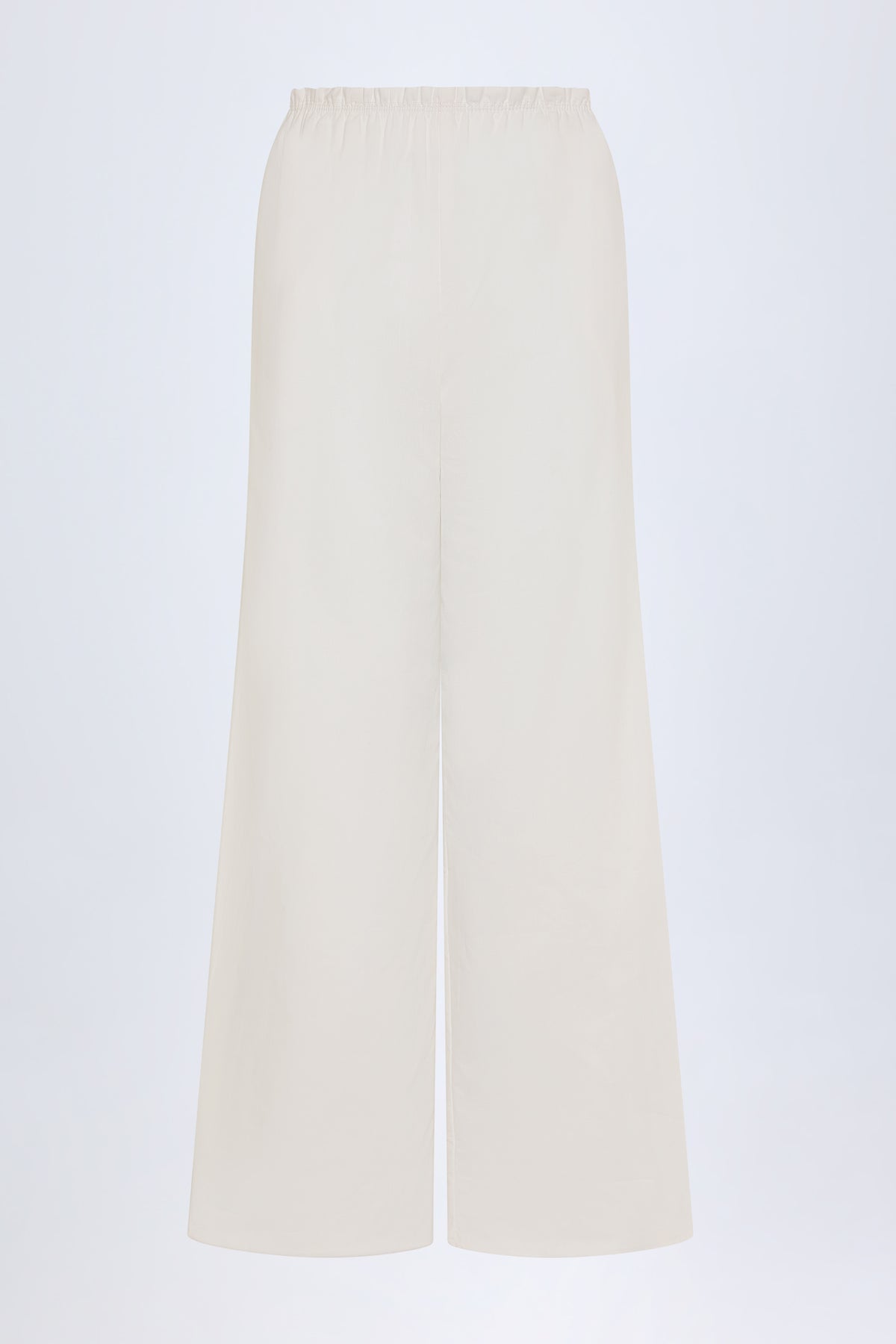⁣⁢Wide-Leg-Hose aus Baumwollpopeline in Weiß⁤⁣