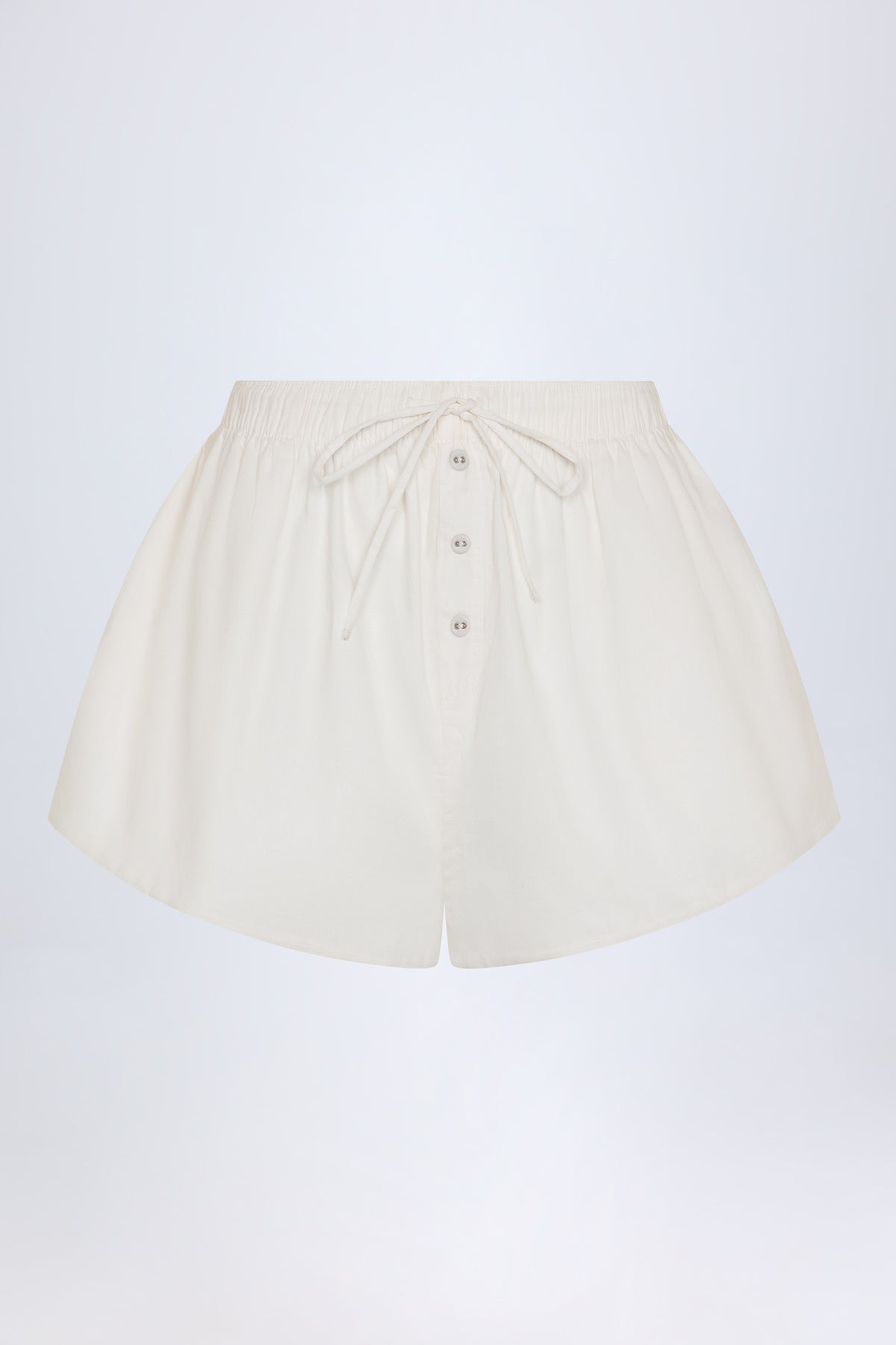 ⁣⁢Shorts aus Baumwollpopeline mit Bindedetail vorne in Weiß⁤⁣