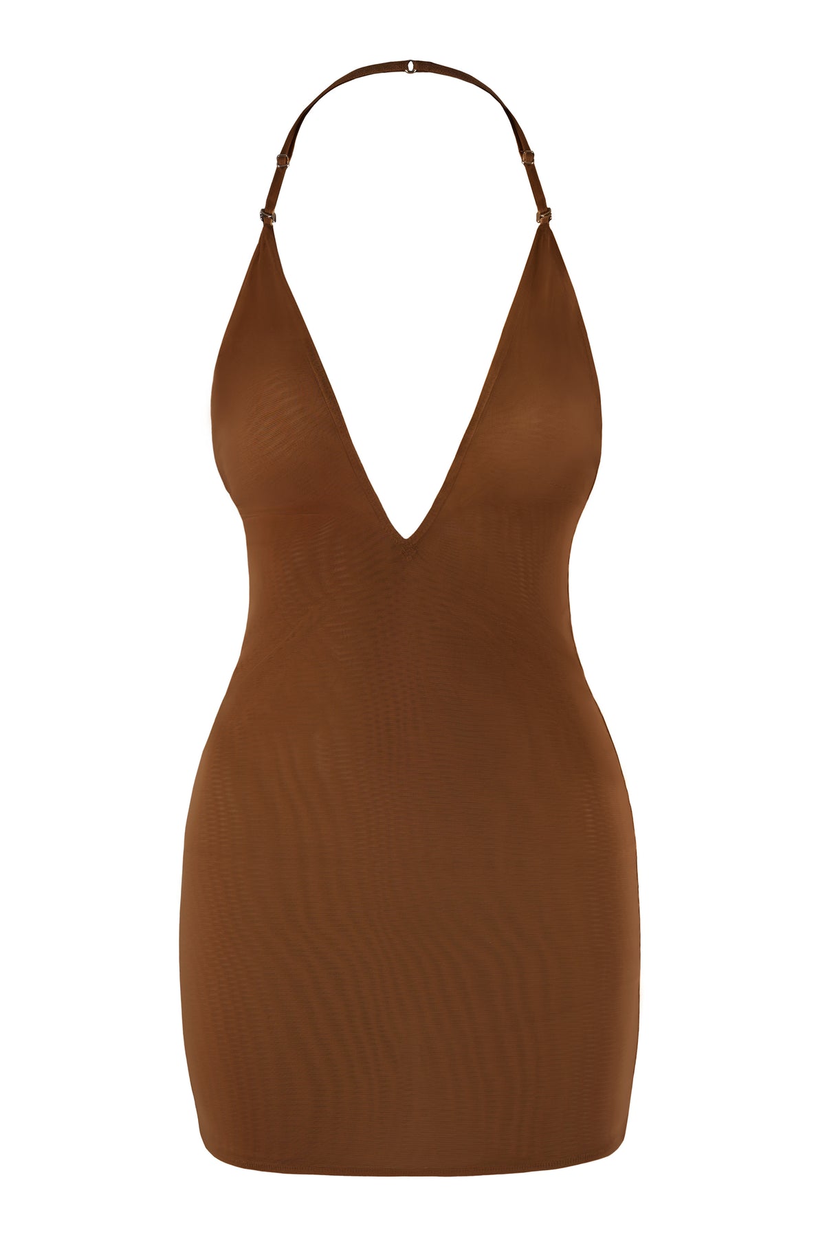 ⁣⁢Multiway-Mini-Unterkleid aus weichem Mesh in Kastanienbraun⁤⁣