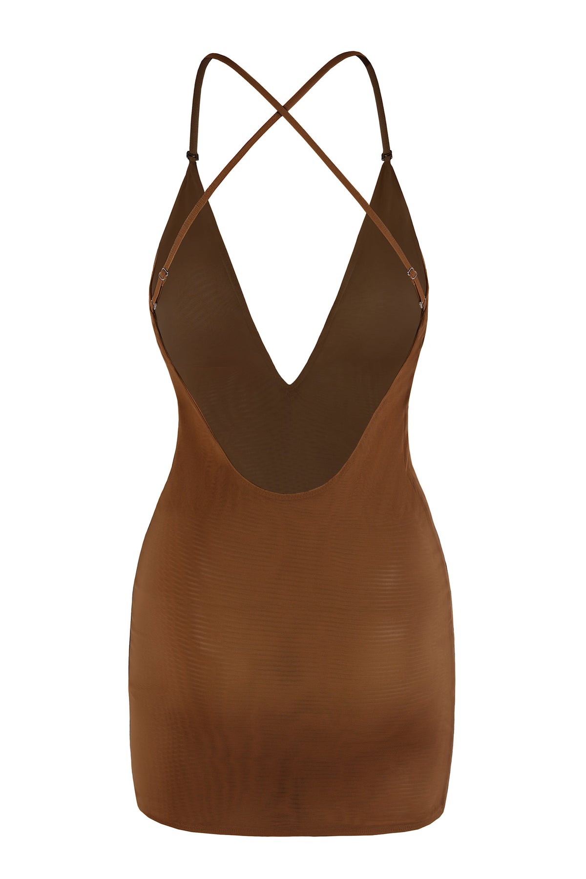 ⁣⁢Multiway-Mini-Unterkleid aus weichem Mesh in Kastanienbraun⁤⁣
