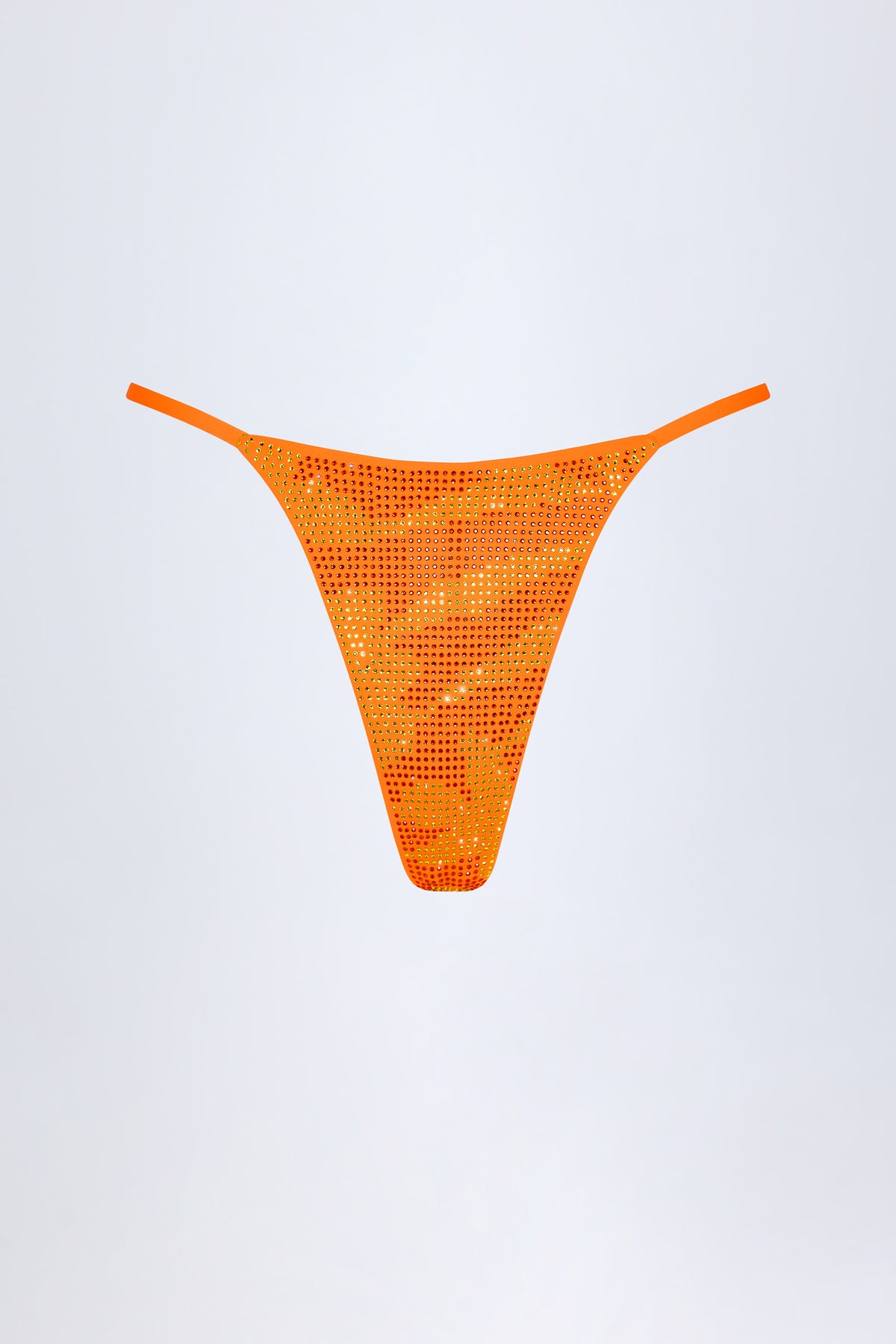 ⁣⁢Verzierte Tanga-Bikinihose in tropischem Orange-Print⁤⁣