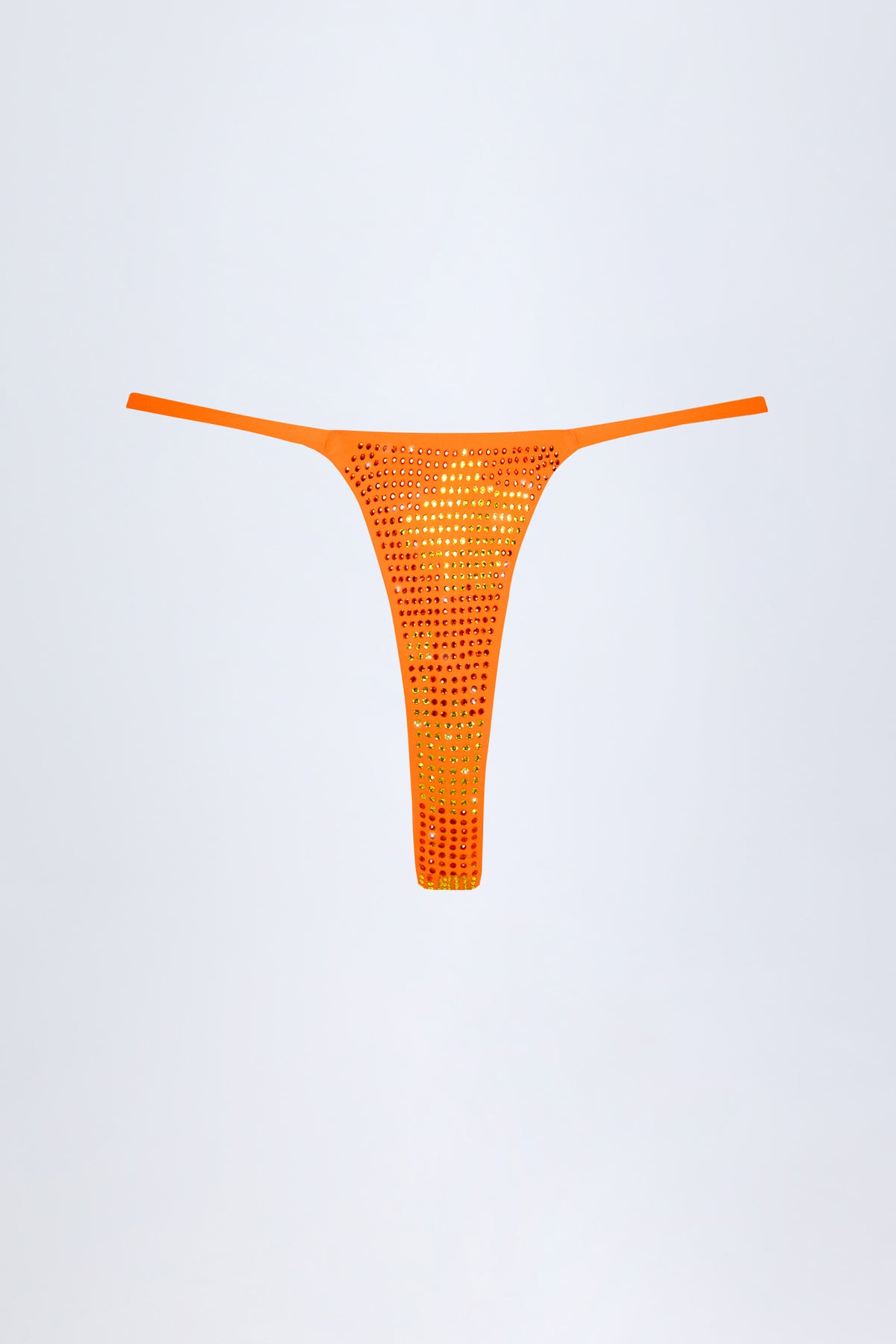 ⁣⁢Verzierte Tanga-Bikinihose in tropischem Orange-Print⁤⁣