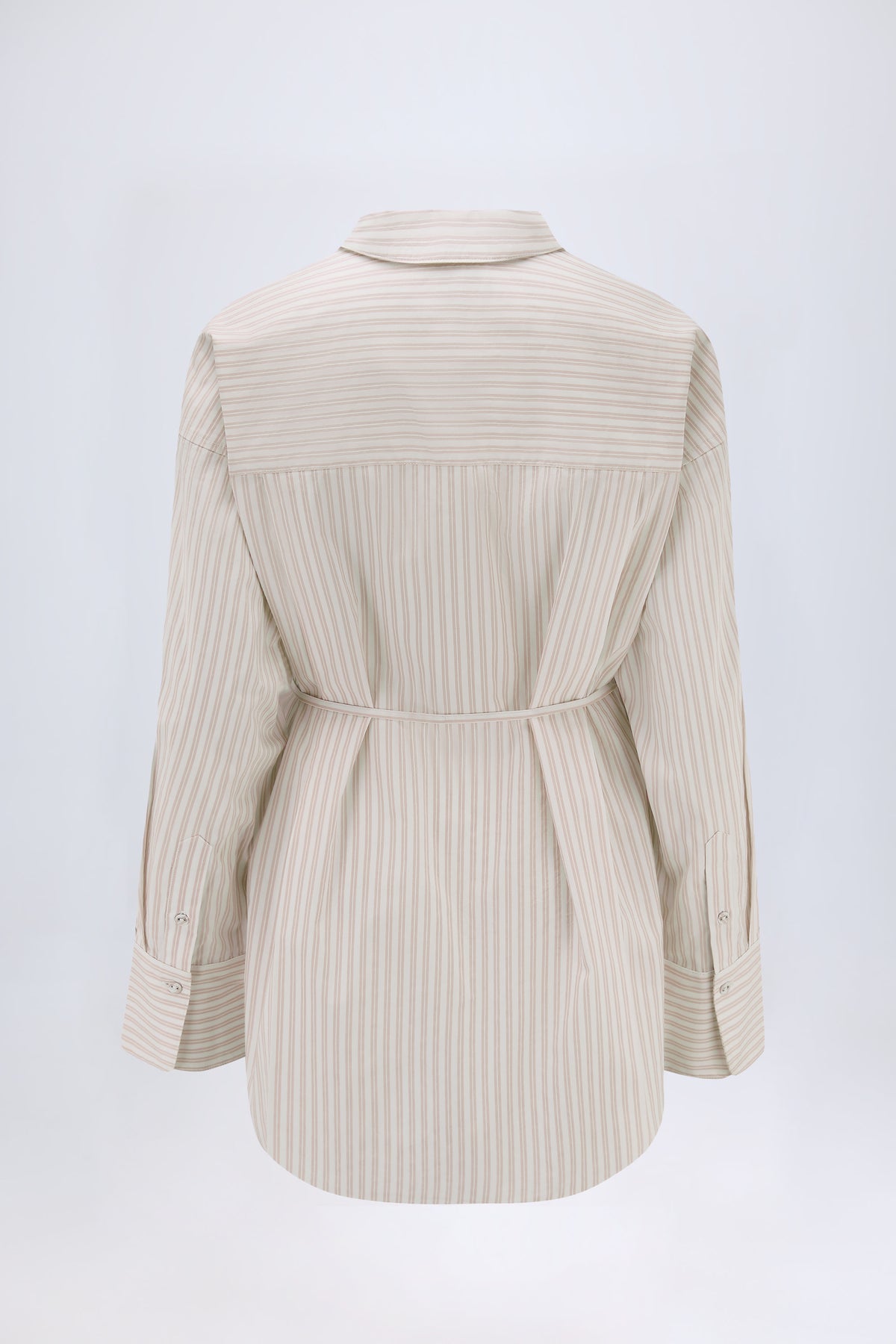 ⁣⁢Oversized Hemd aus Baumwoll-Popeline in Taupe-Streifen⁤⁣