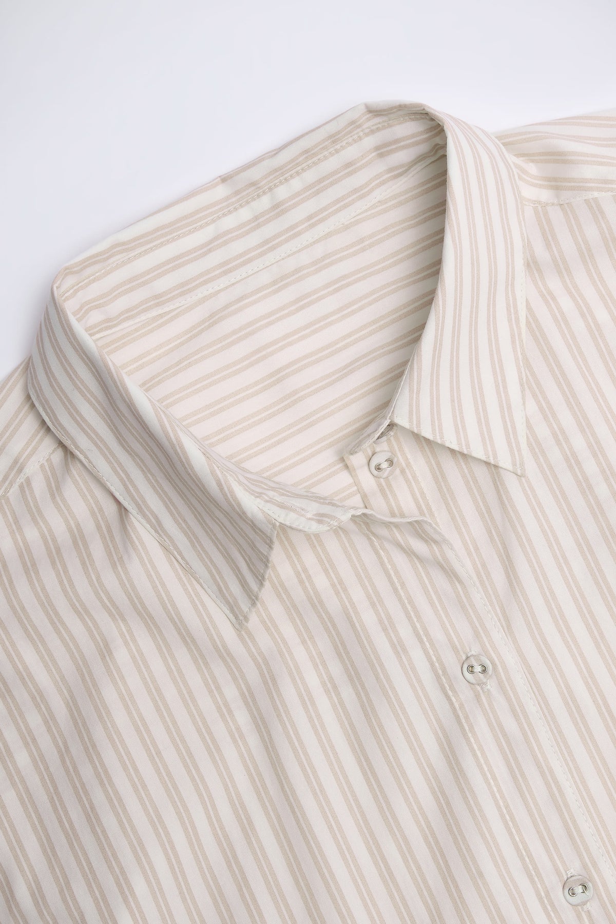 ⁣⁢Oversized Hemd aus Baumwoll-Popeline in Taupe-Streifen⁤⁣
