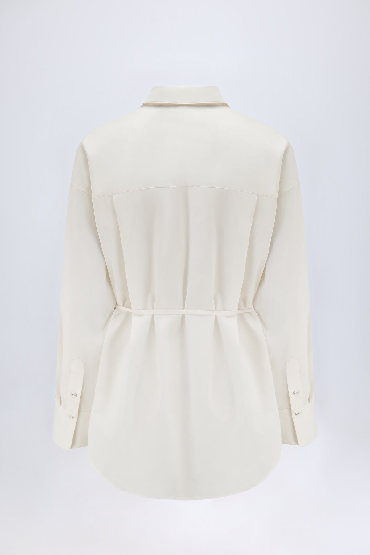 ⁣⁢Oversized Hemdbluse aus Baumwoll-Popeline in Weiß⁤⁣
