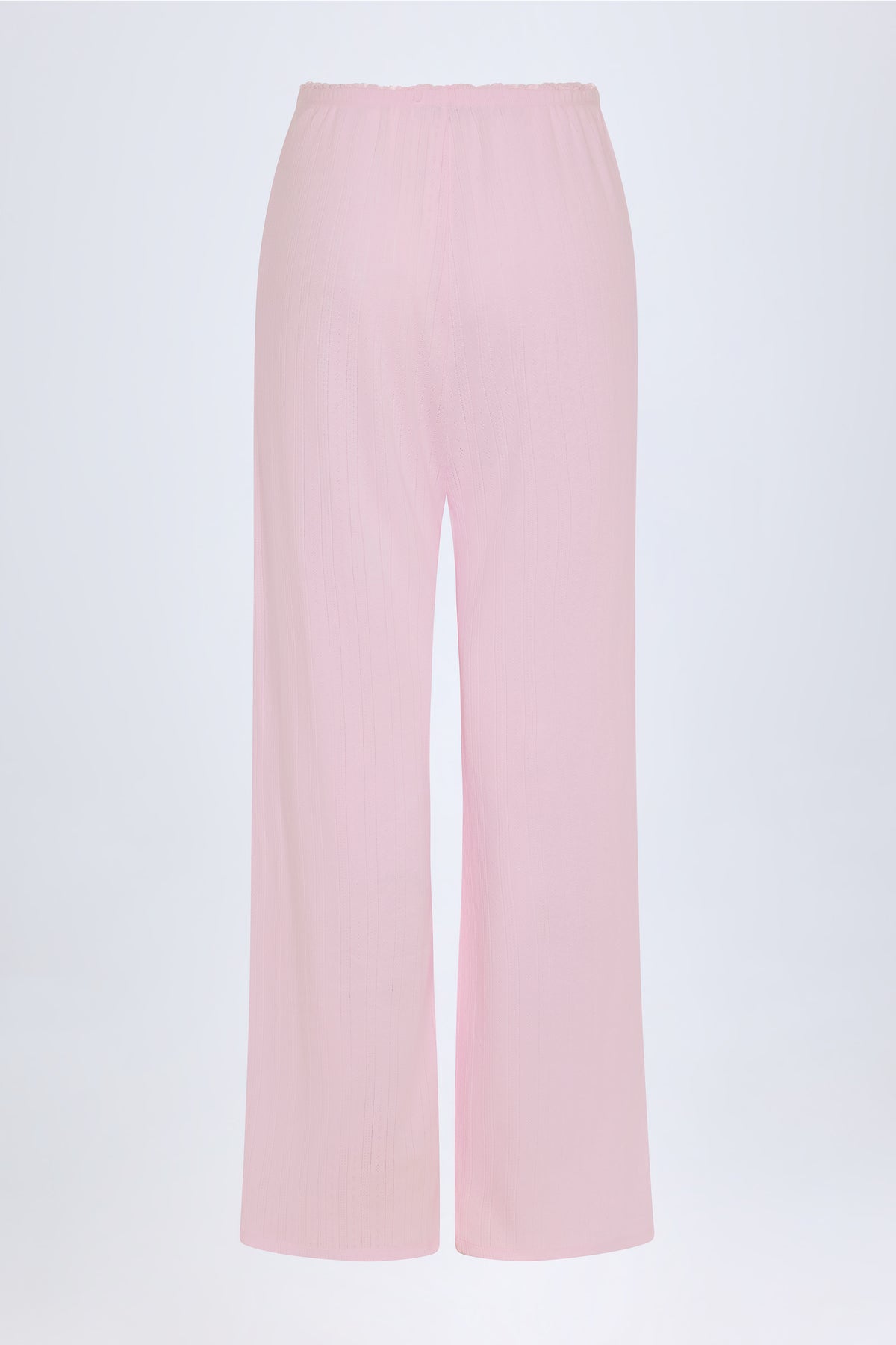 ⁣⁢Pointelle-Hose mit Mid-Rise-Bund und geradem Bein in Baby Pink⁤⁣