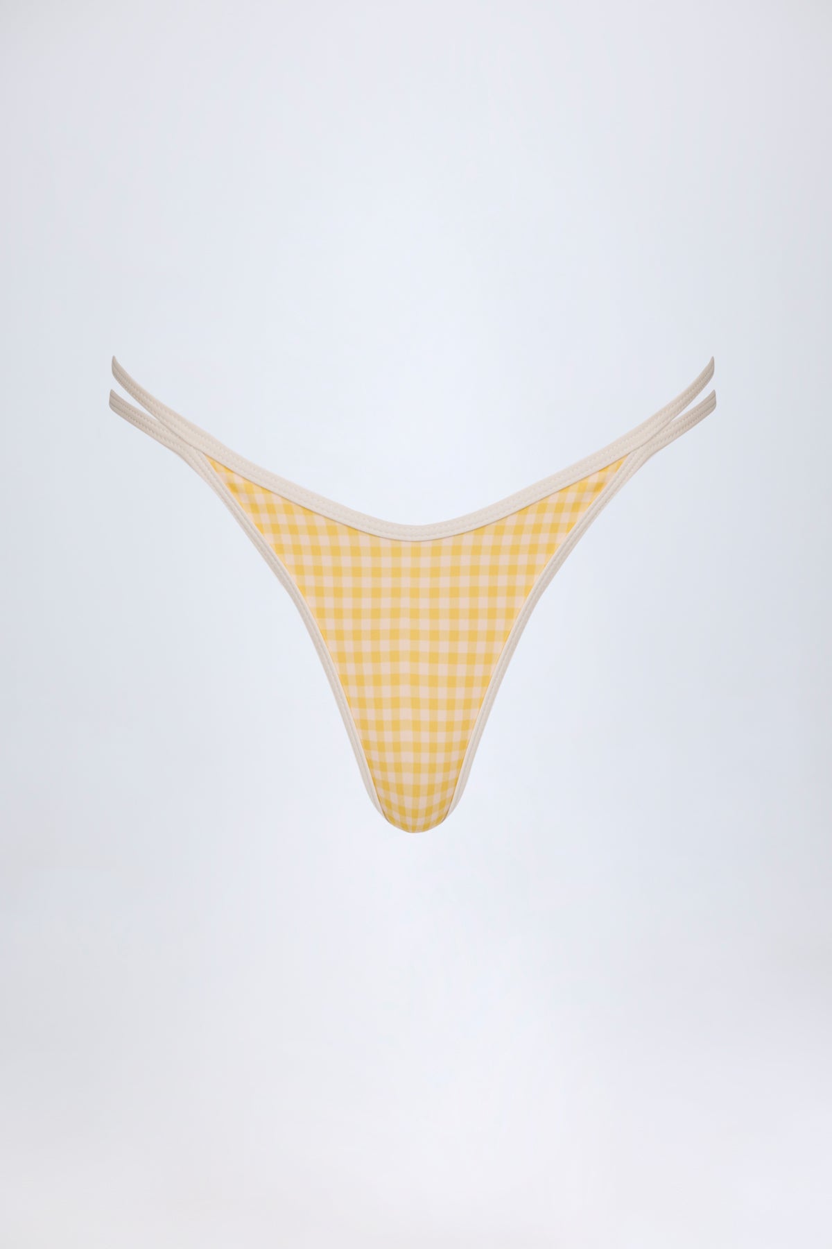 ⁣⁢Doppelträger-Bikinihose im Cheeky-Schnitt in Gelb kariert⁤⁣